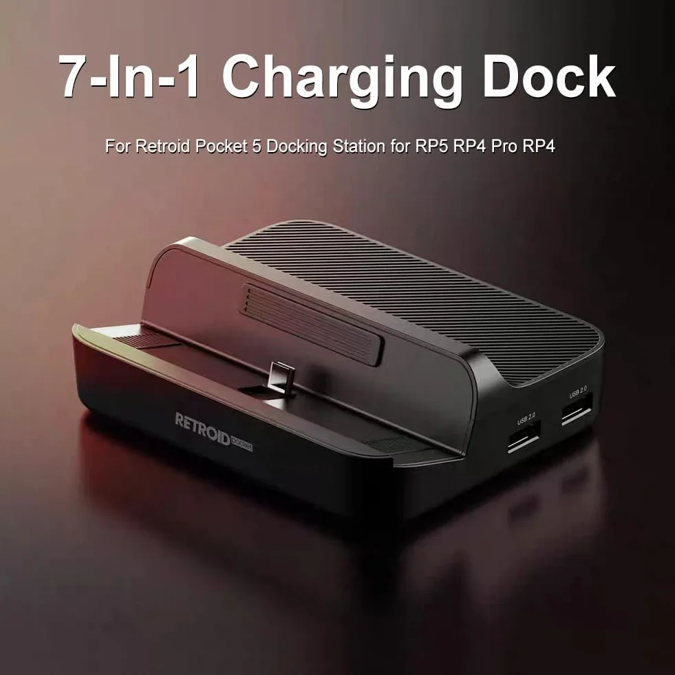 Generyczna stacja ładująca 7 w 1 do stacji ładującej Pocket 5 PD Lading HDMI kompatybilna stacja dokująca zamiennik 3 x USB 3.0 2 x USB 2.0 mini konsola do gier akcesoria do konsoli do gier RP5 RP4