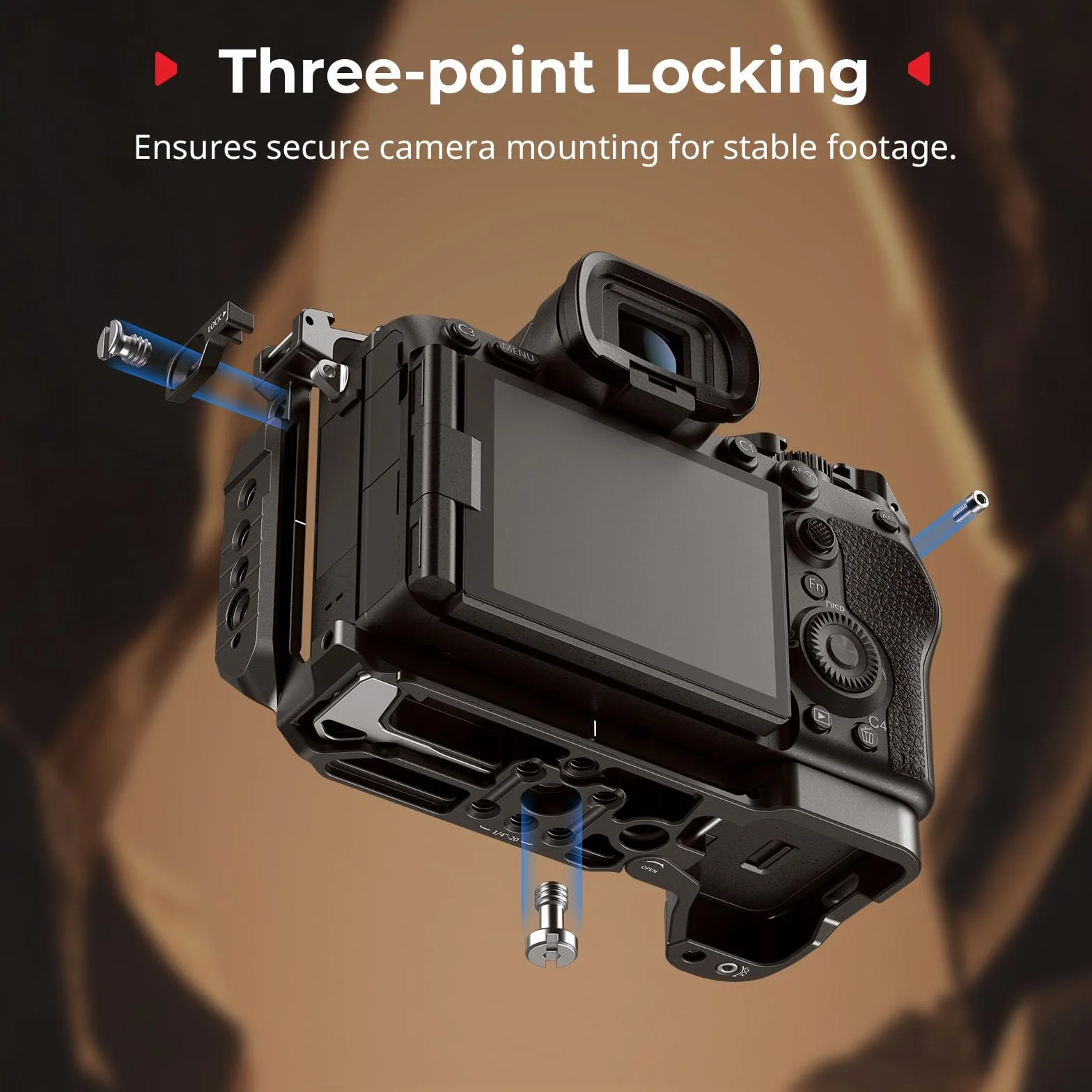 SMALLRIG Alpha 7 V HawkLock klatka do szybkiej wymiany do Sony Alpha 7 V / 7R V / 7 IV, zintegrowana płyta szybkiego montażu do Arca i NATO, gniazdo QD i stopka błyskowa,do DJI RS