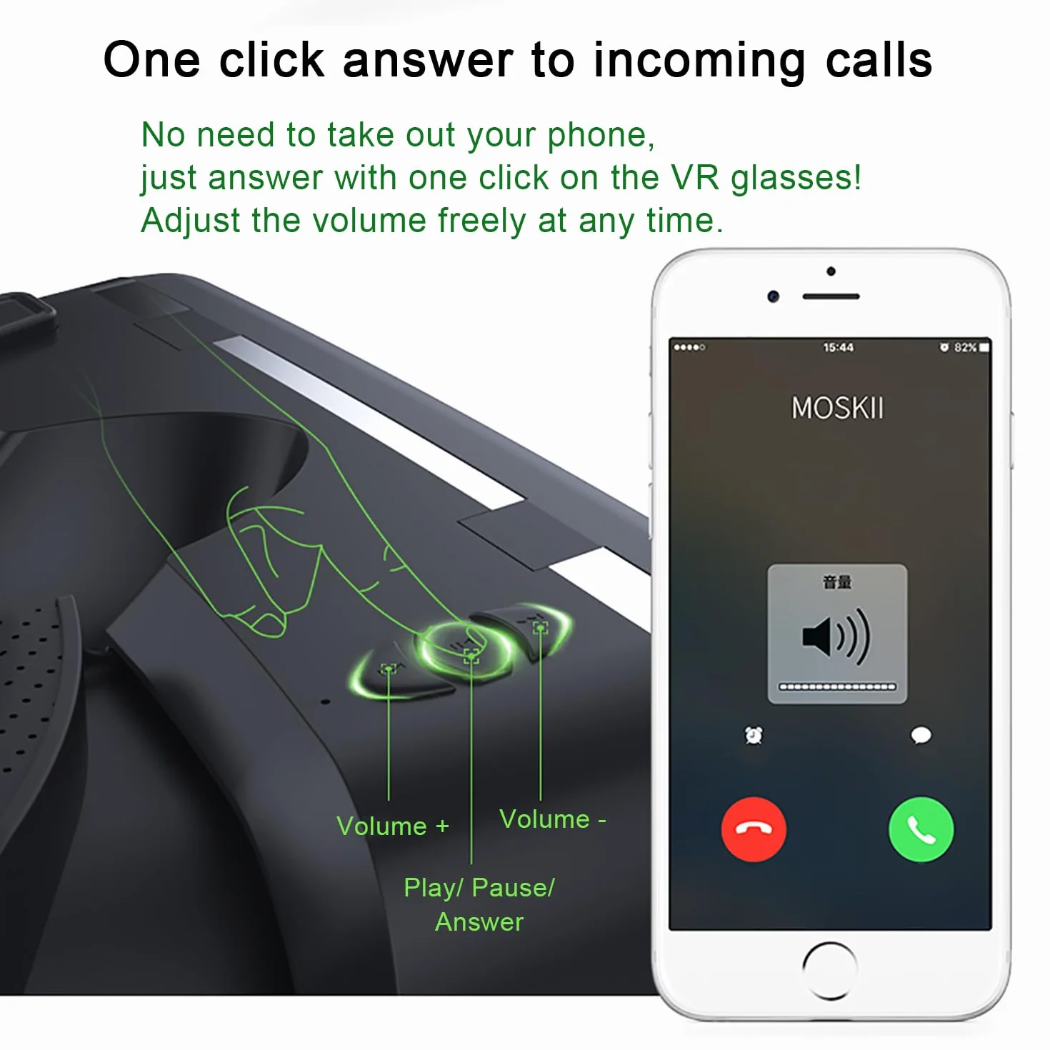 LONGLU Zestaw słuchawkowy VR z kontrolerem, kompatybilny z iPhone i Android, ulepszenie okularów VR ze słuchawkami, przeglądarka wirtualnej rzeczywistości 3D, obsługa smartfonów 4,7-7,2 cala