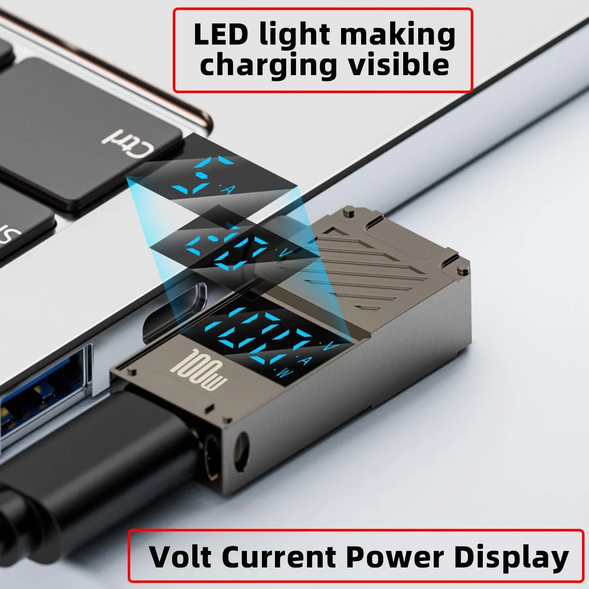 Adapter CY typu C wejście USB-C na DC 5,5 x 2,1 mm Jack inteligentny wyświetlacz LED 100 W moc wyjściowa 20 V 5 A PD Charge 65 W Adapter do laptopa