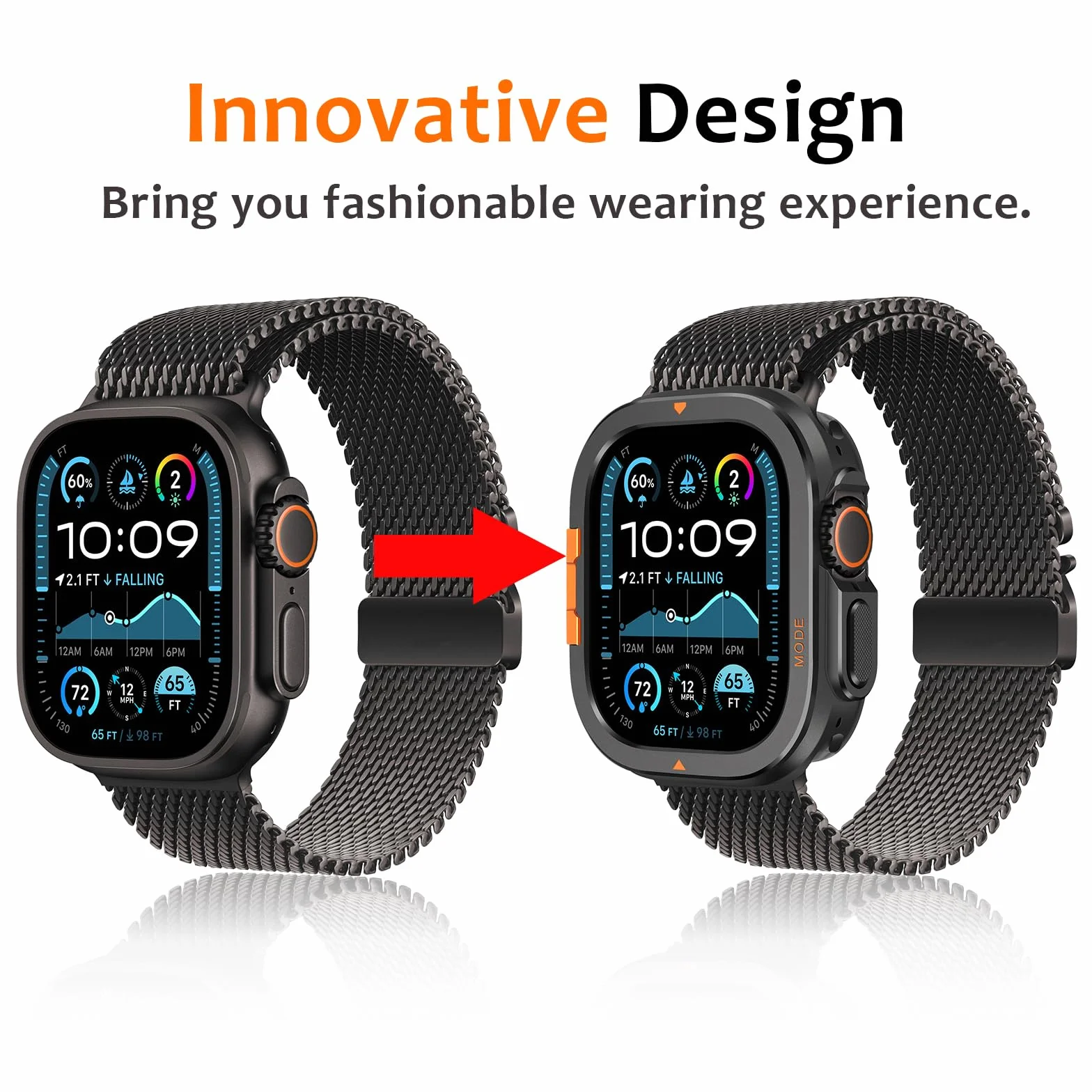 Amizee Metalowa obudowa kompatybilna z Apple Watch Ultra 3/2/1 49 mm z tylną pokrywą, wytrzymała ochrona przed zarysowaniami, ochrona przed zarysowaniami, osłona ekranu iWatch 49 mm, czarna