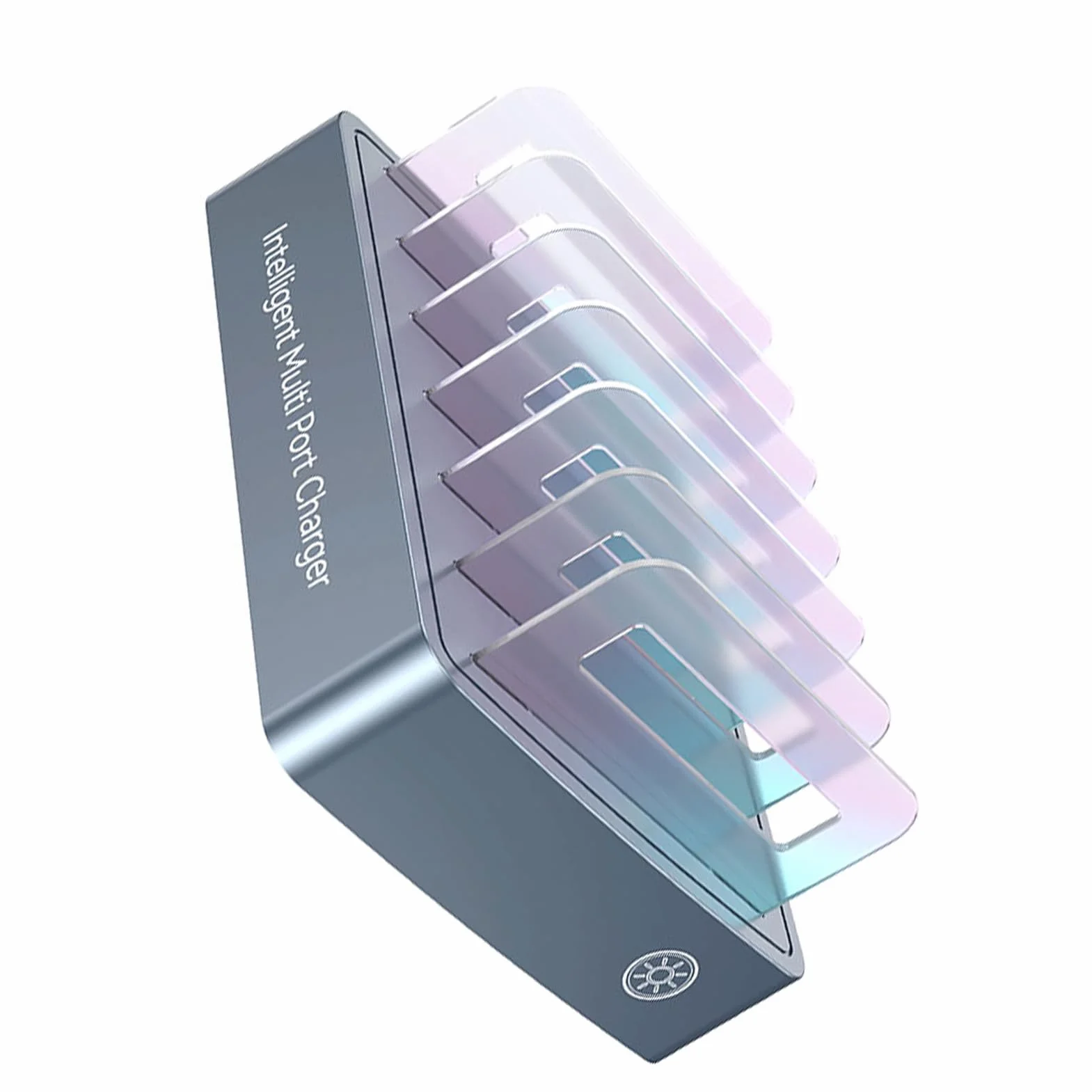 Wakects 6-portowa Stacja ładująca Przenośne ładowarki Biurkowe z mocą wyjściową PD 120 W 6 PortóW USB C, Każdy o Mocy 20 W Światło Oddechowe RGB Odłączane Gniazda na Biurko W Podróży Biurowej
