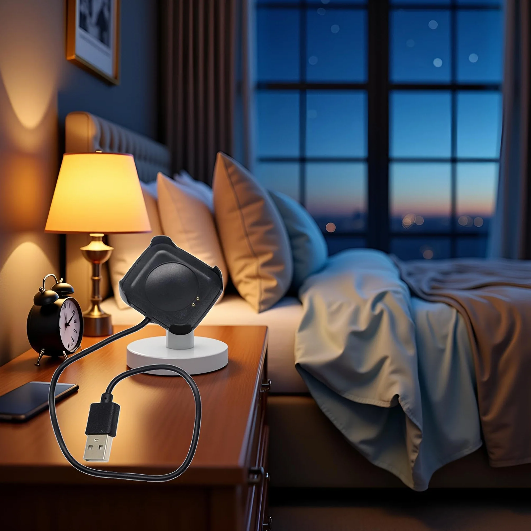 Czarny kabel do ładowania do smartwatcha HW22, inteligentny zegarek, magnetyczna ładowarka, uchwyt dokujący, stojak, kabel ładujący USB, adapter do smartwatcha, kable i ładowarki (30 cm)
