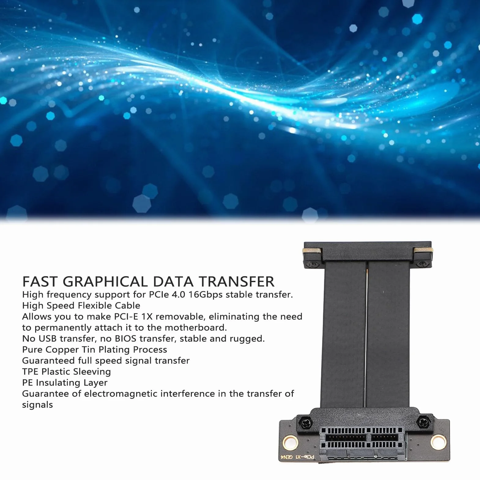 Fyearfly PCIe 4.0 X1 przedłużacz Riser Extension Kabel Straight to 90° do M.2 WiFi Firewire USB 2.5G kart dźwiękowych i dysków twardych (5 cm)