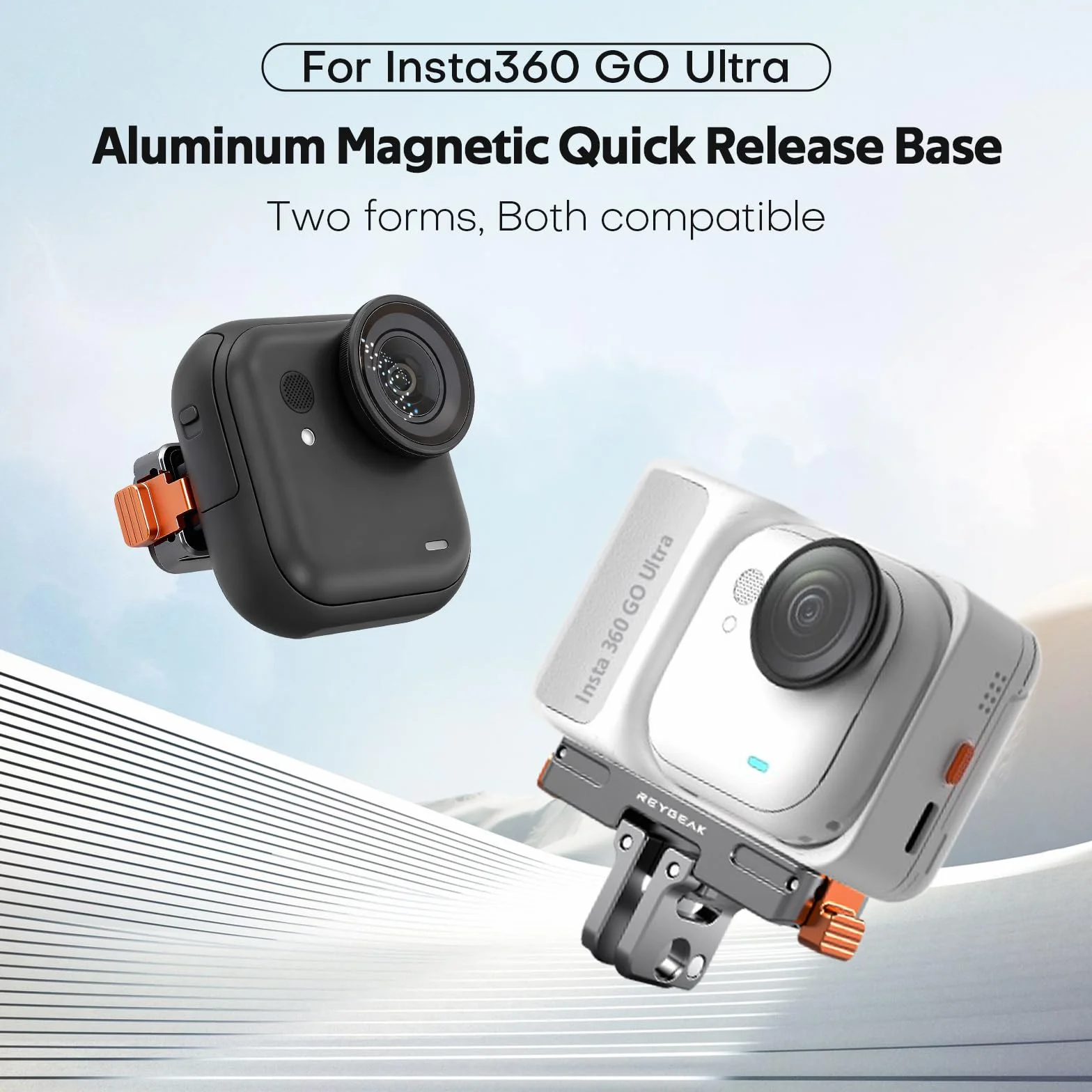 REYGEAK Aluminiowy uchwyt szybkomocujący do insta360 GO Ultra, aluminium CNC rzeźbione magnetyczne mocowanie adaptera ze śrubami 1/4 cala