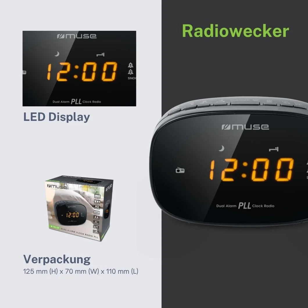 MUSE Radiobudzik M-150 CR, Czarny