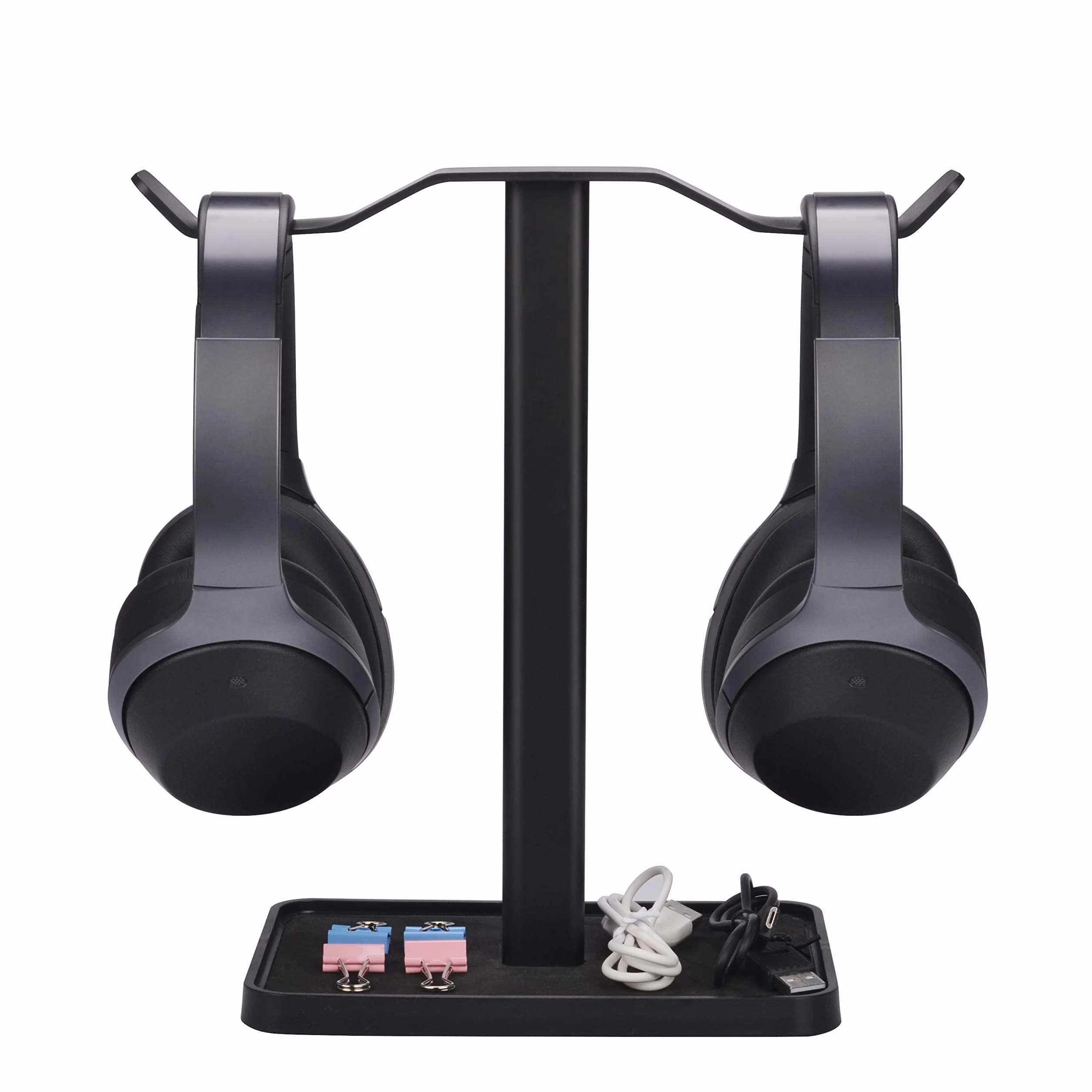 Neetto HS908 Podwójny uchwyt na słuchawki biurkowe, stojak i schowek do słuchawek Micro Sennheiser, Sony, Audio-Technica, Bose, Beats, Akg, Słuchawki do gier
