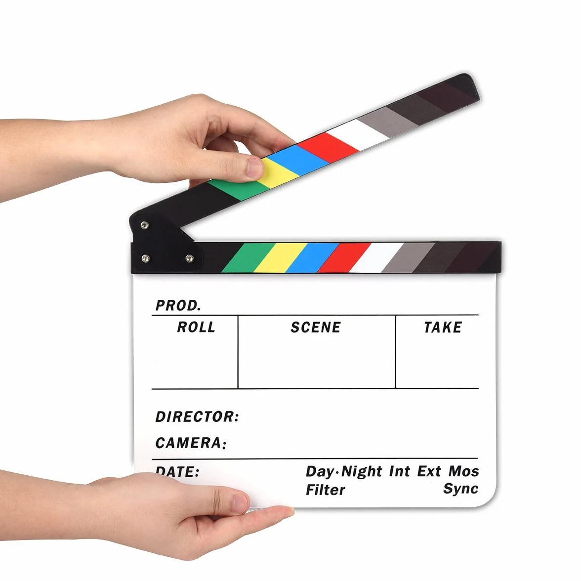 AFAITH Profesjonalna klapa filmowa, kamera studyjna, wideo, akrylowa, suchościeralna, 25 x 30 cm, z kolorowymi patyczkami SA009