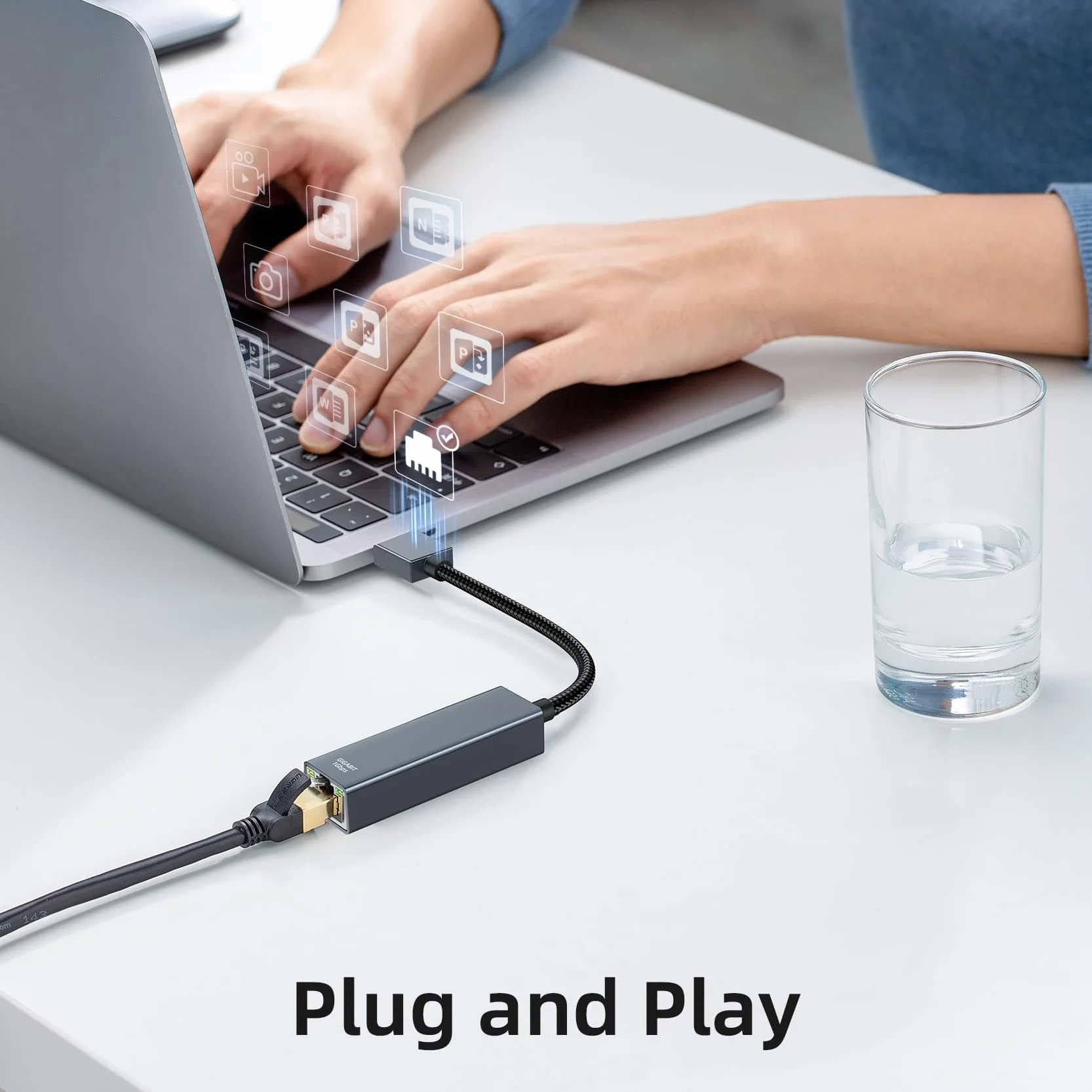 Adapter USB na Ethernet USB 3.0 LAN 1000 Mbps RJ45 Aluminium Nylon