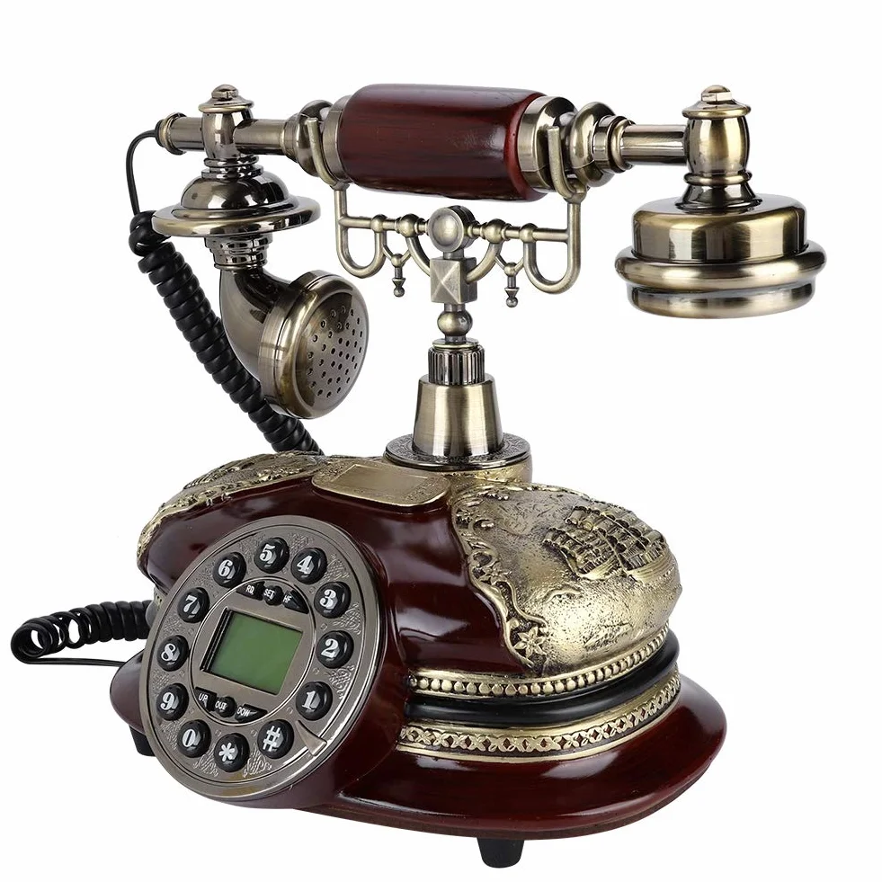 Telefon biurowy w stylu vintage, antyczny telefon ze stałą funkcją rejestracji podatkowej i identyfikatorem dzwoniącego