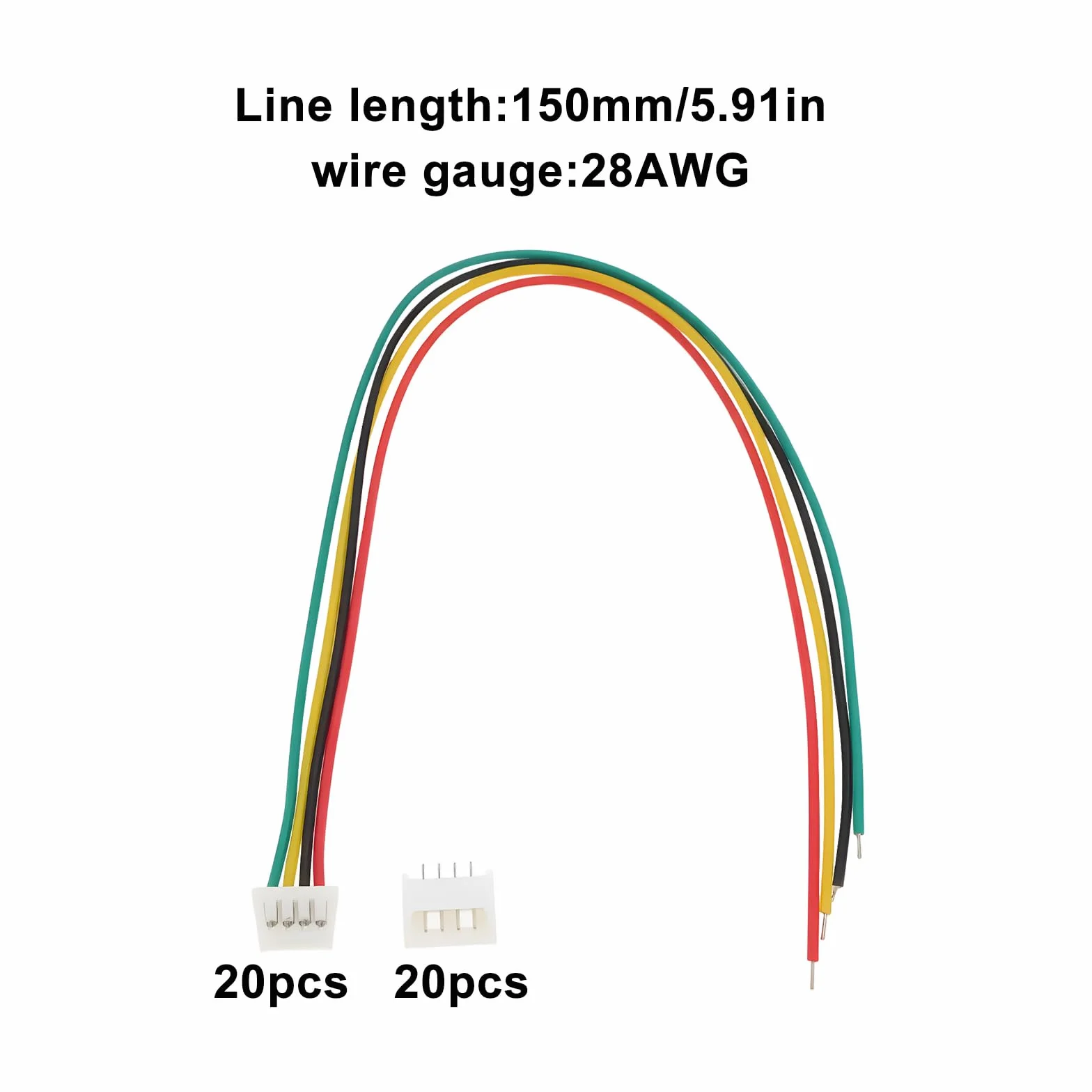 20 szt. 4-pinowego złącza Micro JST SH1,25 mm 28AWG kabel do taśm świetlnych LED, akumulatory z gniazdem