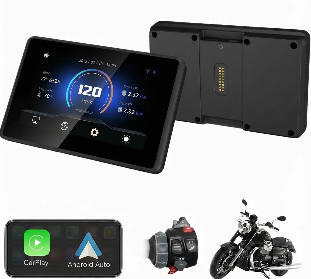 5-calowy ekran CarPlay do motocykla BMW, sterowanie Wonder Wheel, CANBUS Plug & Play, bezprzewodowy Apple CarPlay i Android Auto, wodoodporny ekran GPS
