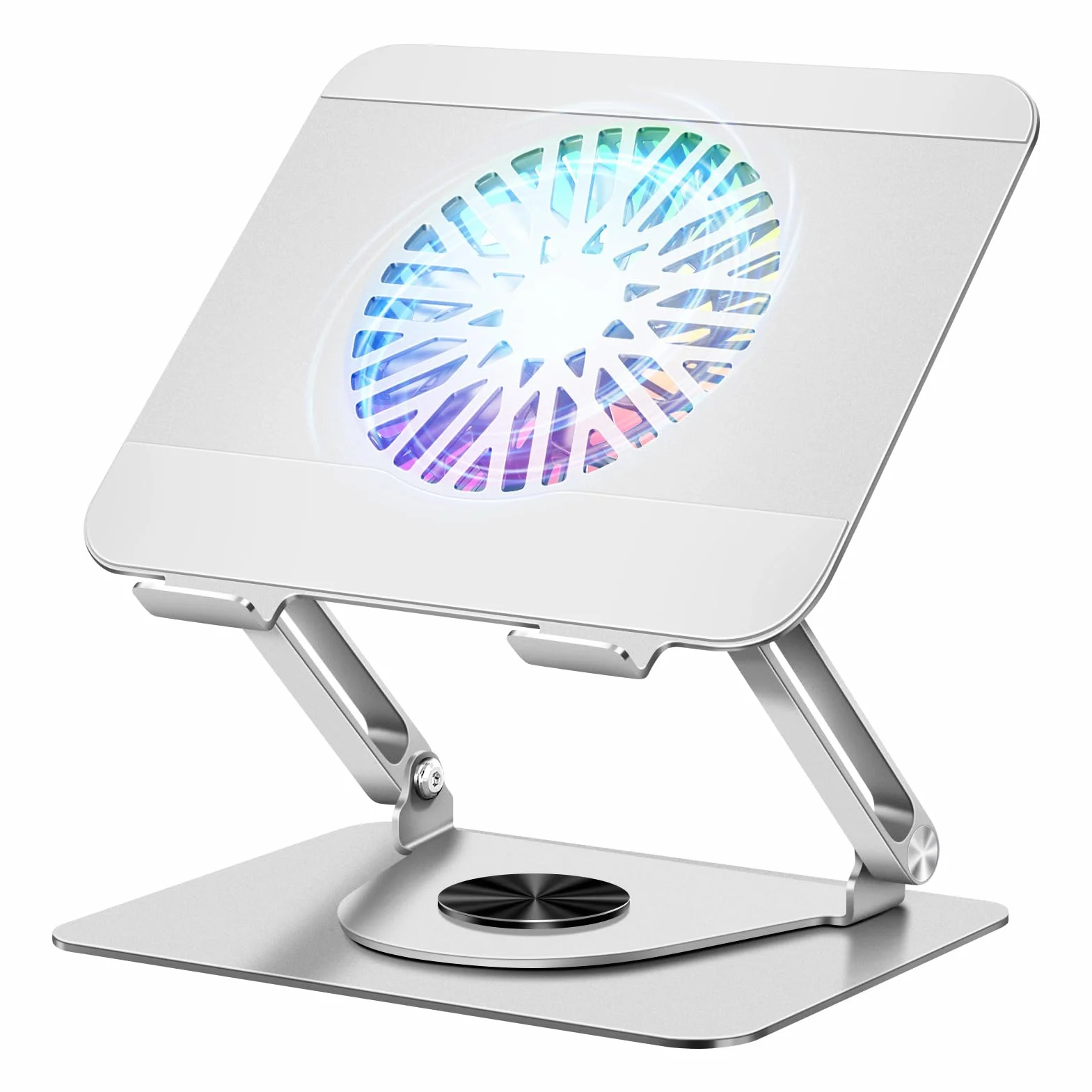ICARE Stojak na Laptopa z Magnetyczną Chłodnicą do Laptopa RGB, Obracany o 360°, Nośność 10 kg i Cichy 18 dB, Uchwyt do Laptopów i Tabletów do 16"