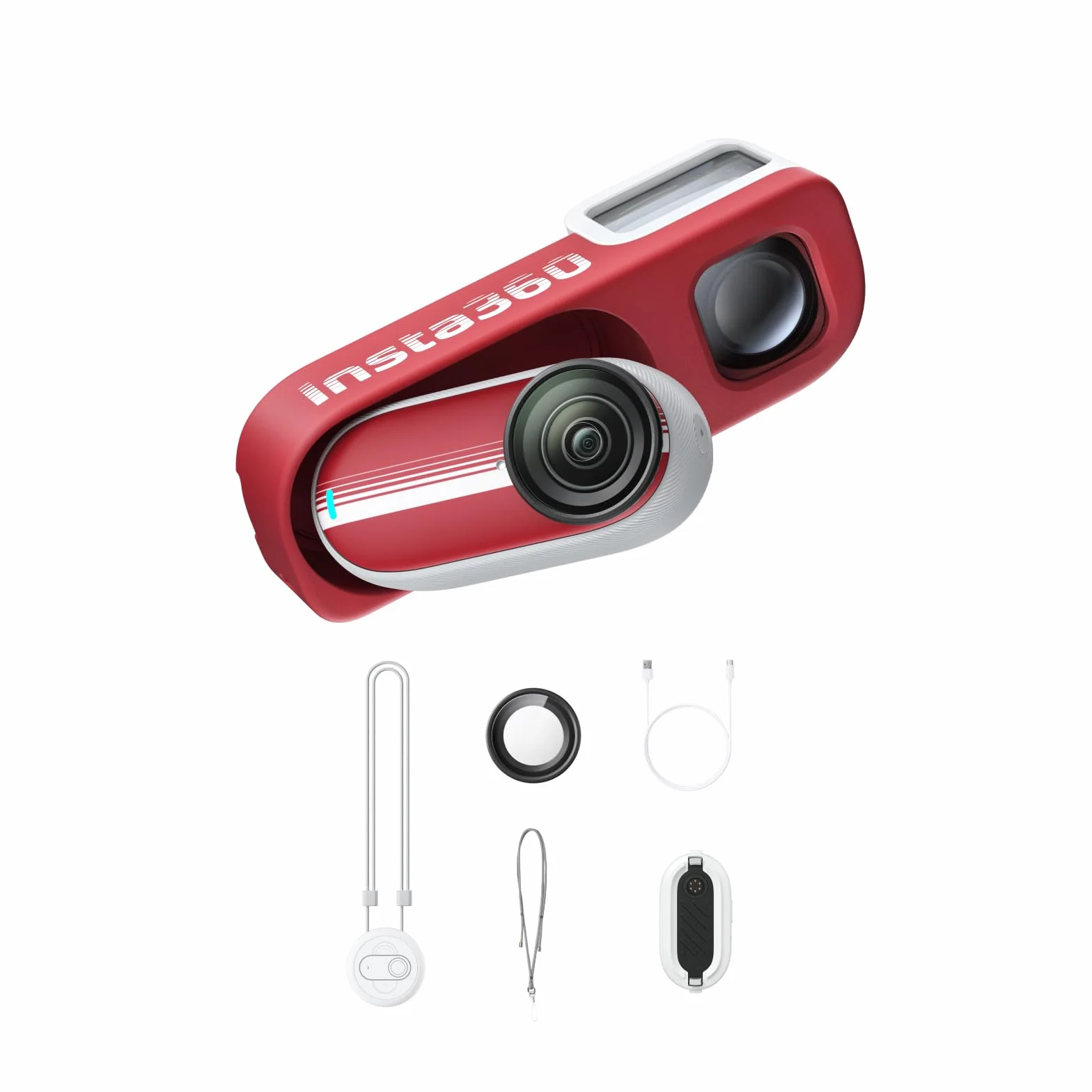 Insta360 GO 3S Retro Bundle Edycja Specjalna 64GB Czerwony - Mała kamera do vloggingu 4K, kamera POV bez użycia rąk, filtry retro, 4K30fps, dodatkowa bateria, lekka, nośna kamera vlog do ujęć