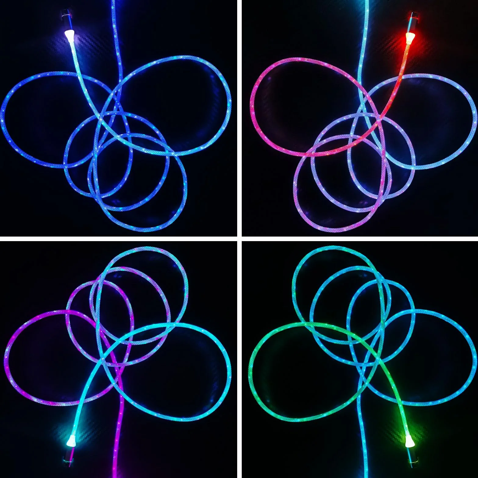 2 m kabel do szybkiego ładowania typu C, podświetlany przewód ładowarki LED, 66 W, 5 A, QC3.0, widoczna zmiana kolorów RGB, USB A na USB C, przewód do synchronizacji danych do Samsung Galaxy