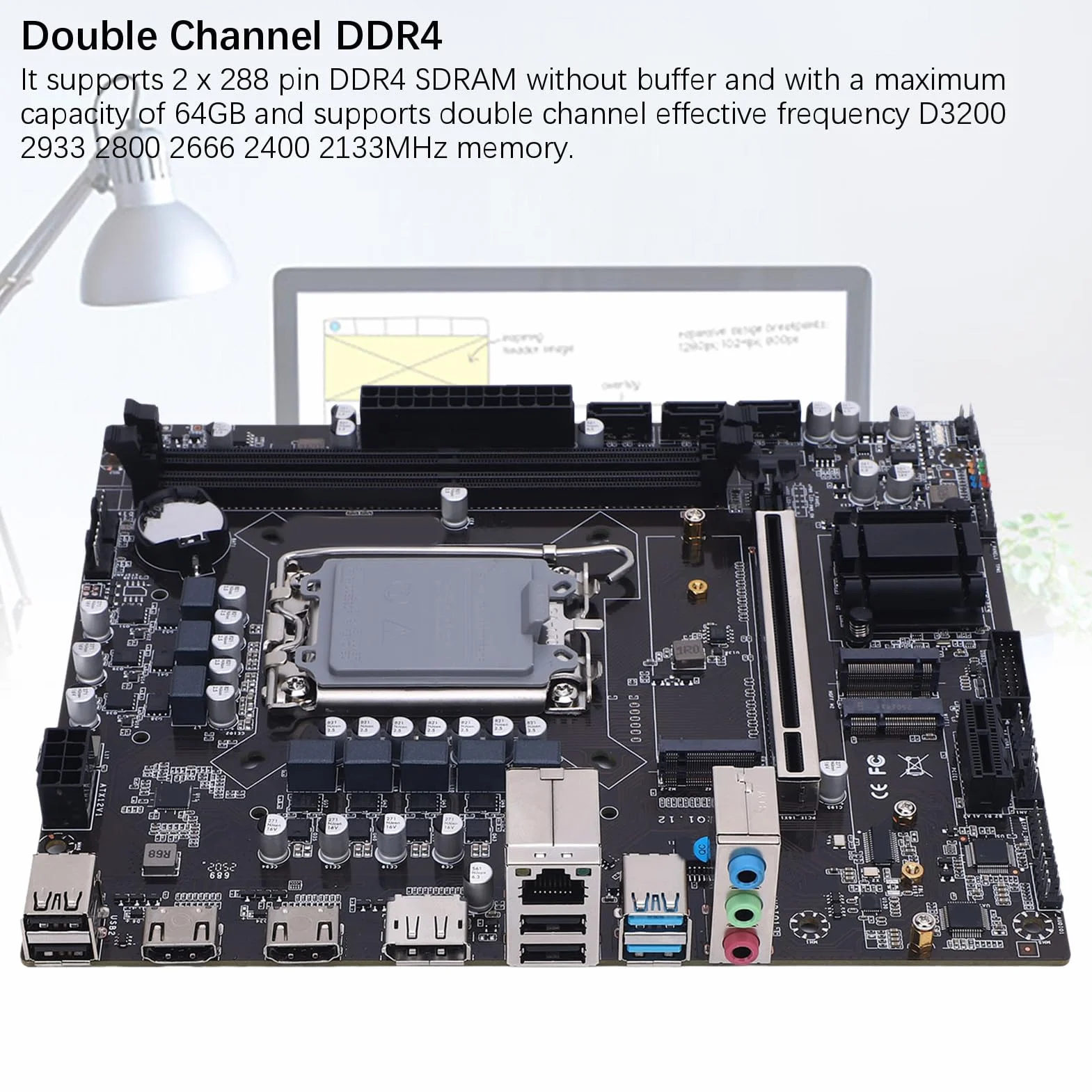 Elprico Płyta Główna ATX, Płyta Główna Gier, Podwójny kanał DDR4 M.2 Szeregowy Gniazdo ATA 3.0 6 GB/s, dla LGA 1700 Obsługuje I3 I5 I7 I9 I9 I9 13th 14th Gen z Wyjściami Displayport i