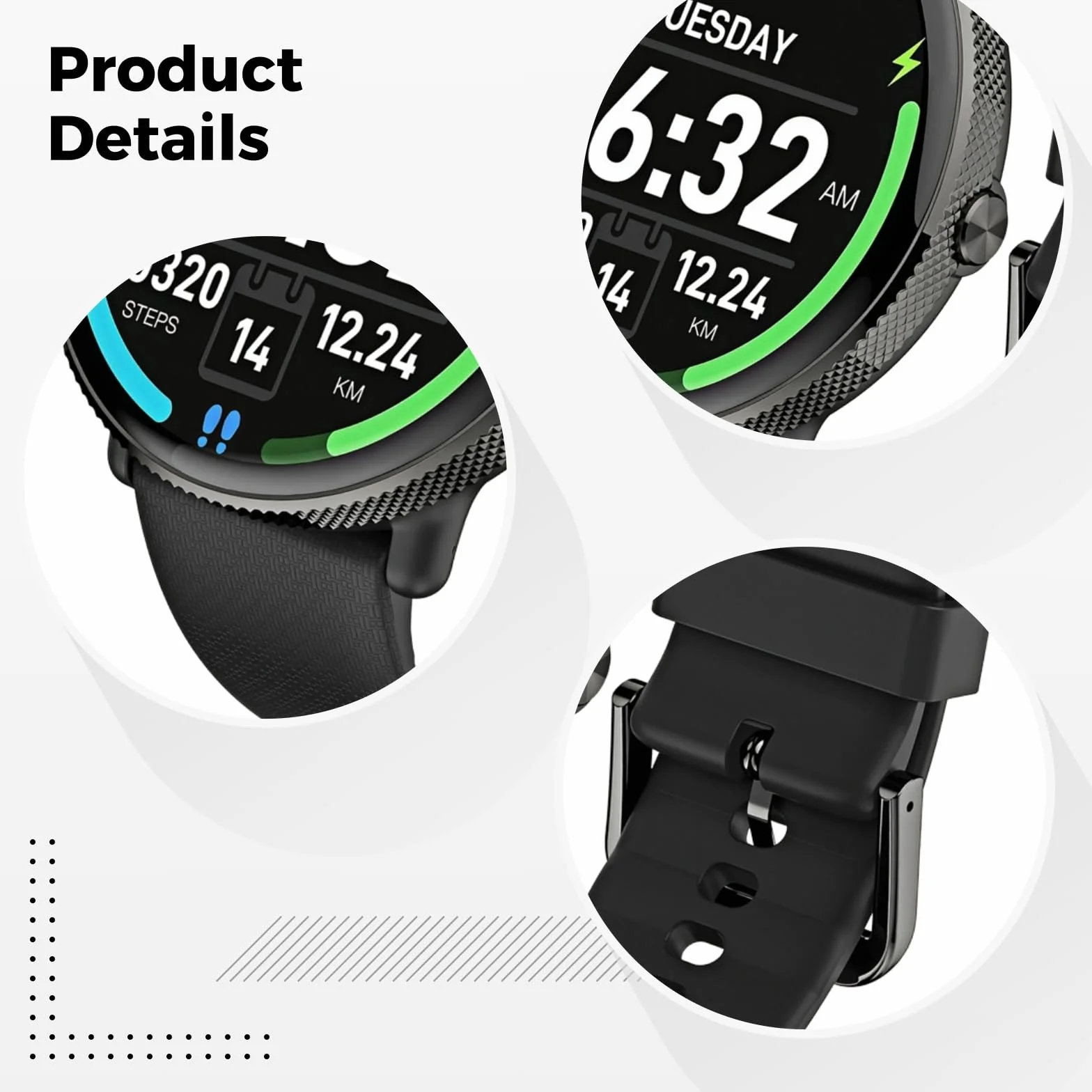 Czarny inteligentny zegarek dla najmłodszych, bezprzewodowe połączenie S61, tryby multi-sport, wodoodporność IP68, okrągły ekran Amoled Hd, opaska sportowa, dla umysłów