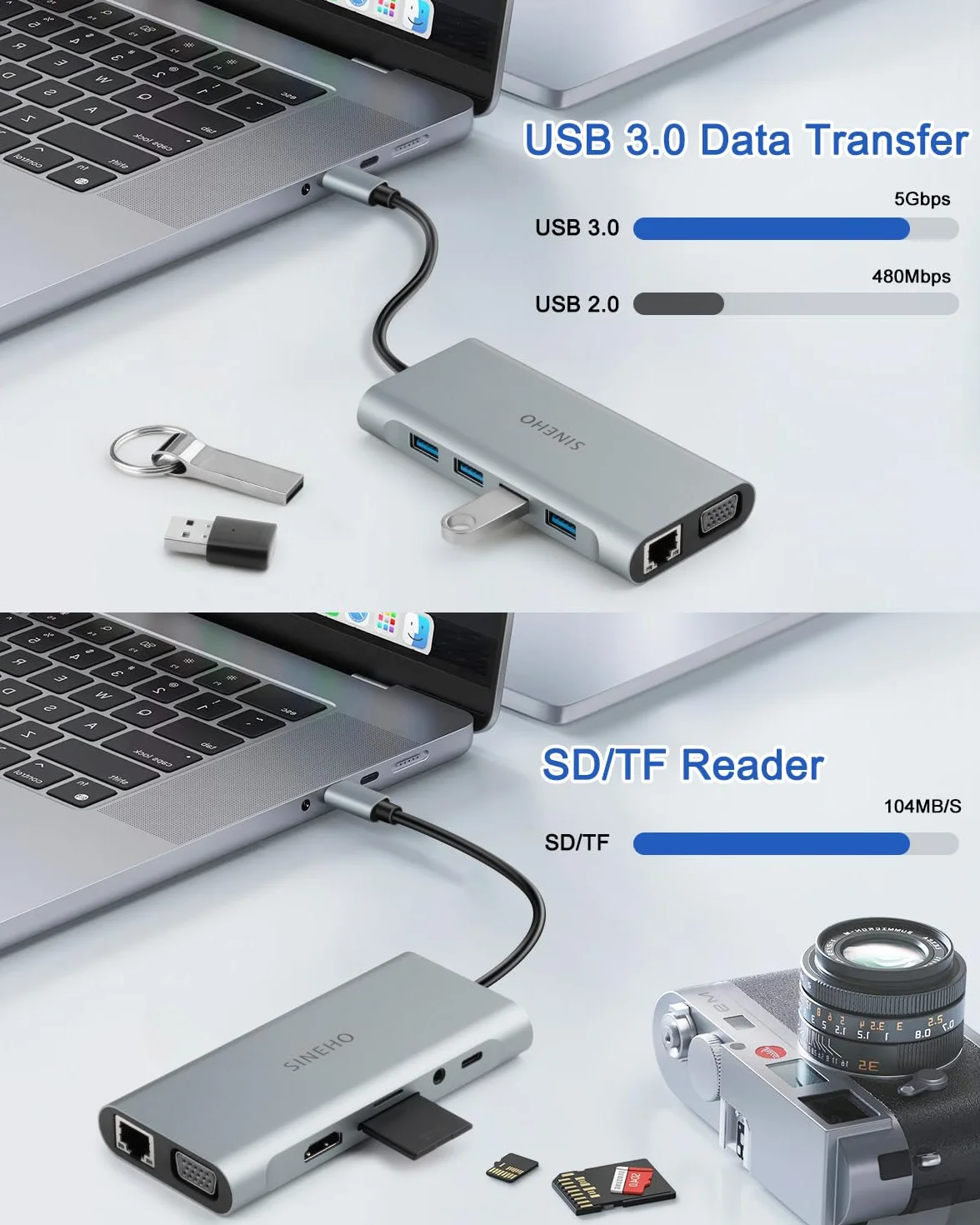 Hub USB C 11-w-1 HDMI 4K VGA Ethernet czytnik kart SD/TF | Ładowanie PD 100 W, 4 porty USB i audio 3,5 mm dla MacBook Pro/MacBook Air, Surface, XPS i więcej
