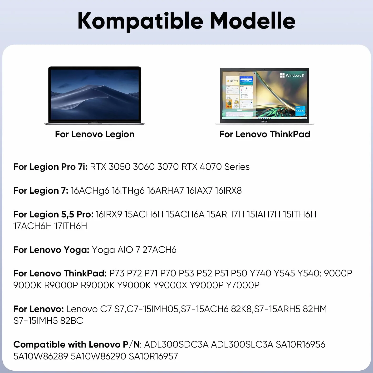 Zamiennik do ładowarki Legion, 230 W Laptop ładowarka do Legion 5 7 5P C7 S7 Y540 Y545 Y740 Y730 Y900 Y910 Y920 Y7000 Y7000P ThinkPad P15 P16 P73 P72 P772 P77 1 P533 P52 LOQ 15IRX9 zasilacz sieciowy