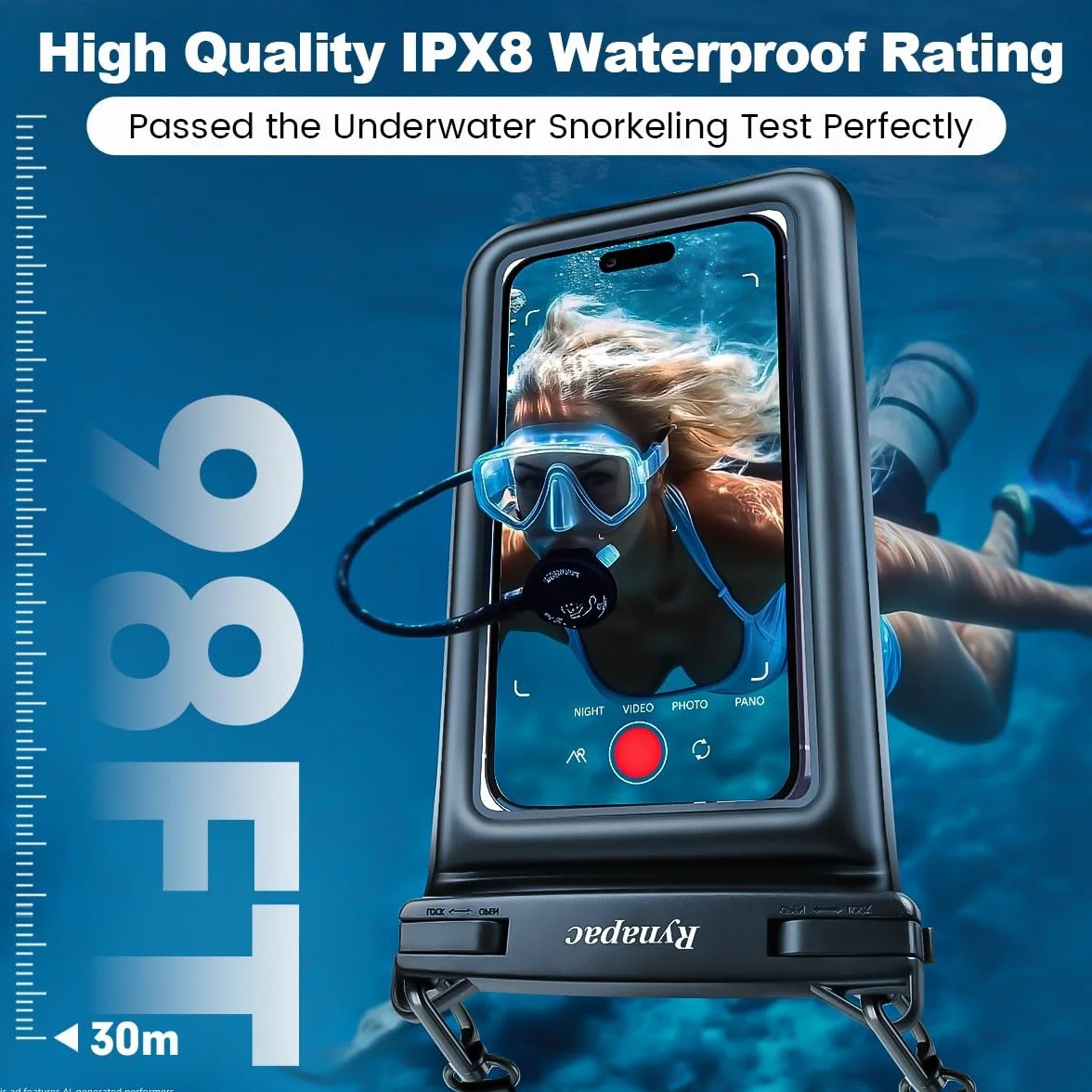 Rynapac 2 sztuki wodoodporna etui na telefon, [do 21,6 cm] IPX8 podwójne etui podwodne, wodoodporne etui na telefon z paseczkiem na ramię dla iPhone 17 16 15 Pro Max, Galaxy S26 Ultra