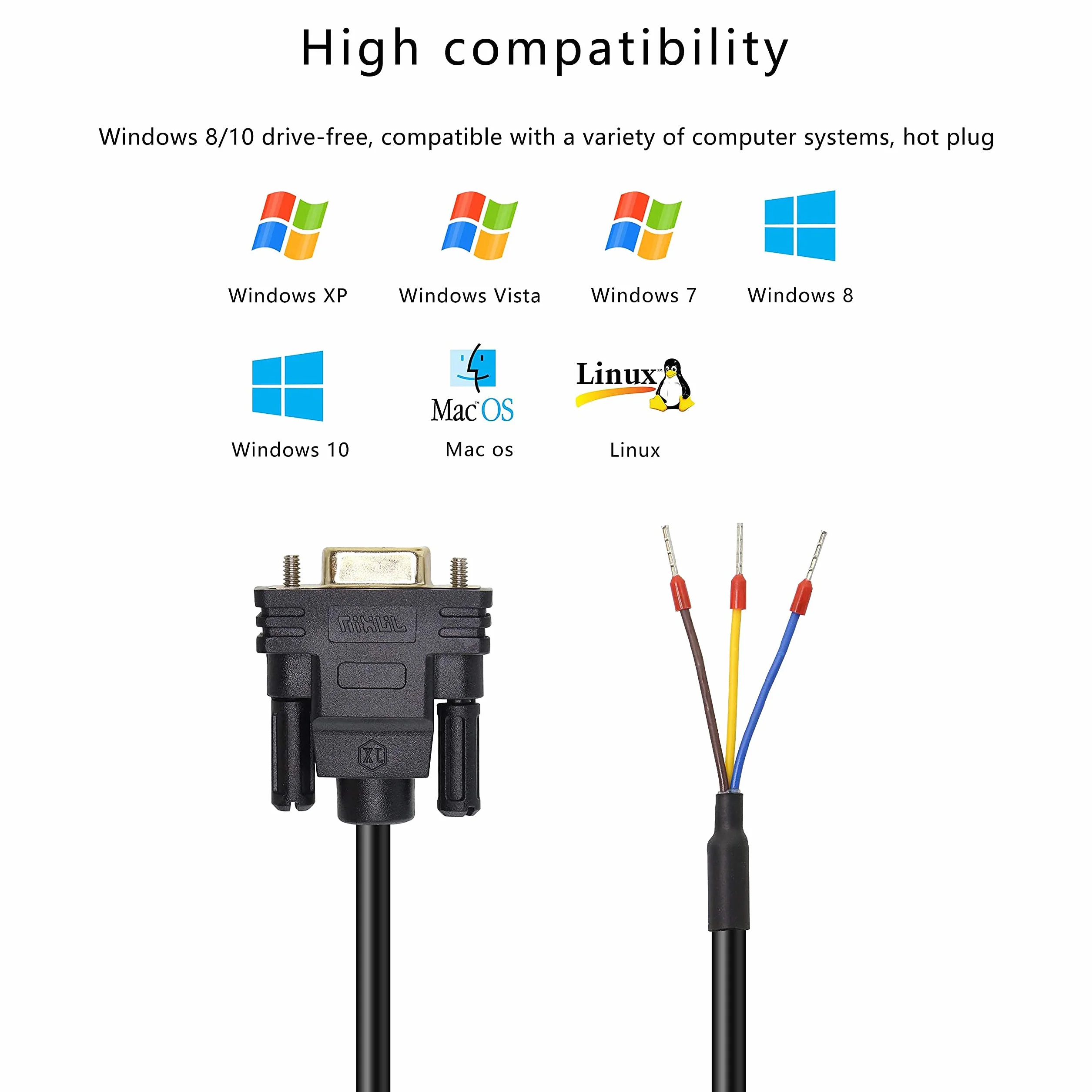 DB9 RS232 kabel portowy 9-pinowy żeński 1,5 m