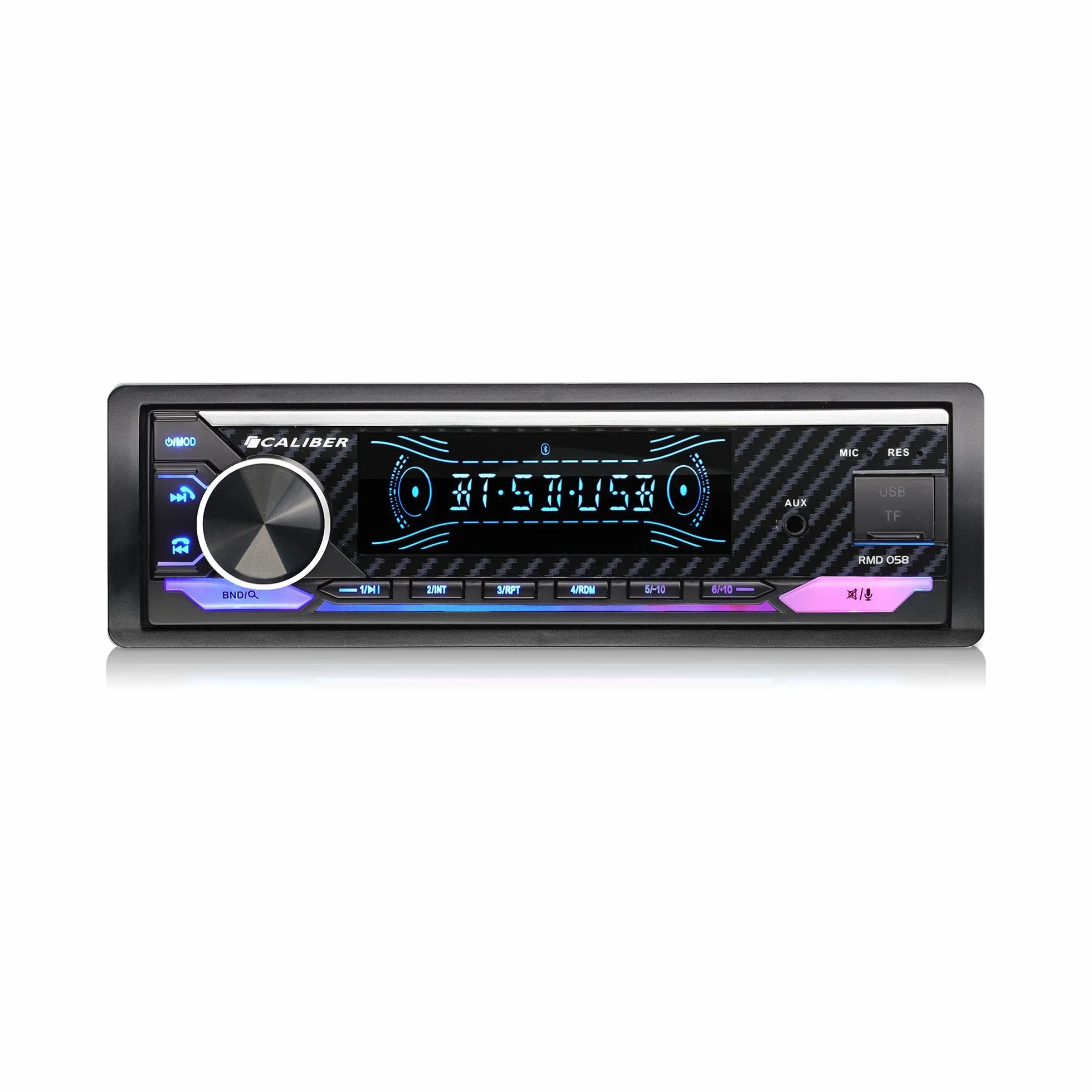 Caliber Radio samochodowe Bluetooth 1DIN, tuner FM, 4 x 100 W, USB/Micro SD, funkcja ładowania 2,1 A, Aux-in, zestaw głośnomówiący, zewnętrzny mikrofon, wyjście RCA, MP3/WMA/APE/FLAC