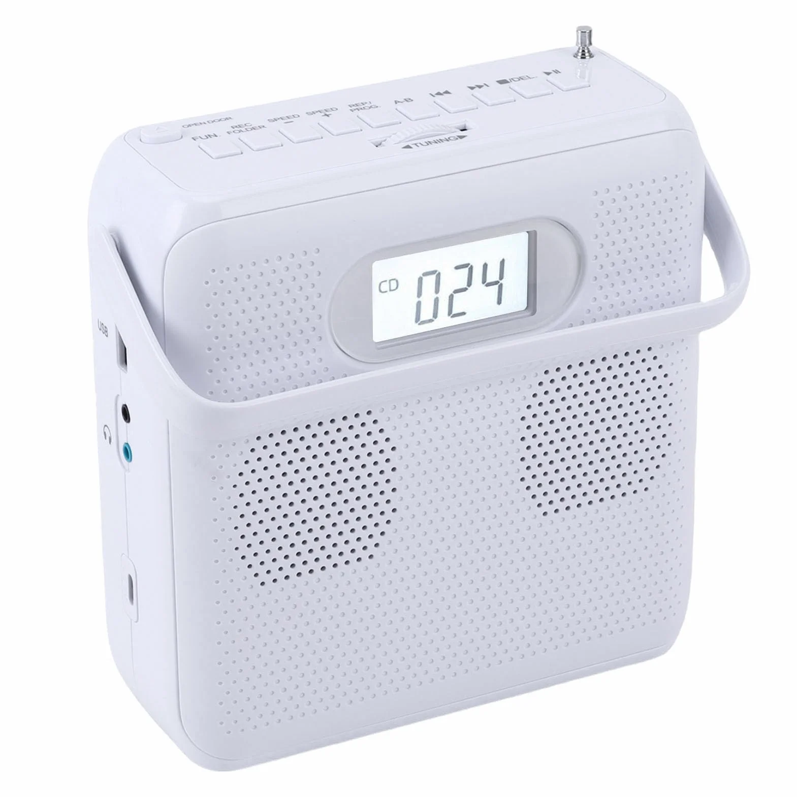 Bewinner Przenośny Odtwarzacz CD z Radiem Bluetooth i FM, Odtwarzacz Muzyki Mp3 Mp3 z Uchwytem, ​​wbudowane Głośniki, Wejście aux, Podwójna Moc do Użytku Domowego i na Zewnątrz