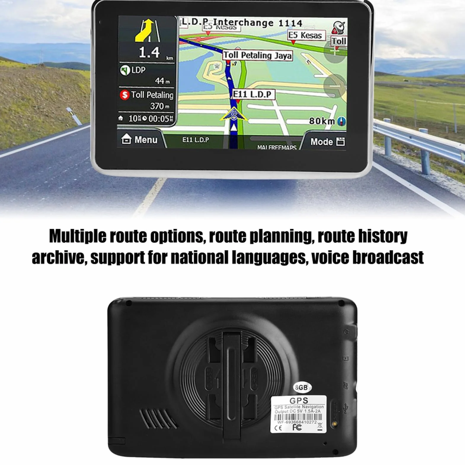 Ejoyous Urządzenia Nawigacyjne dla Samochodu, System Nawigacji GPS Universal 5 -calowy Ekran Dotykowy dla Ciężarówki Samochodowej 256 MB 8GB MP3 FM Europejska Karta 1