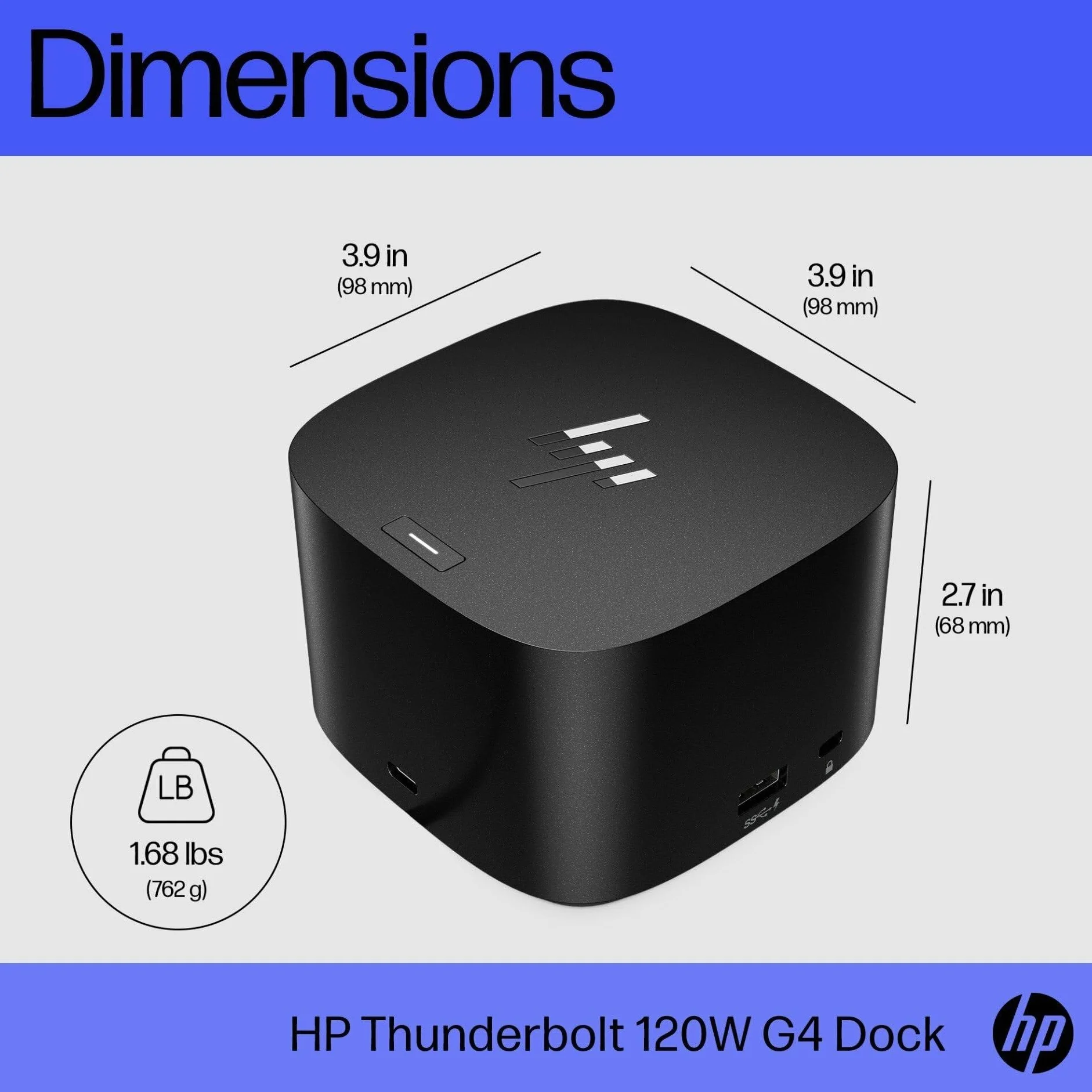 Stacja dokująca HP Thunderbolt 4 120 W G4, stacja dokująca USB C 13 w 1 z maksymalnym ładowaniem 100 W, 4 wyświetlacze 4K, port Ethernet, 6 portów USB, HDMI, 2 Displayport do laptopa, MacOS, ChromeOS