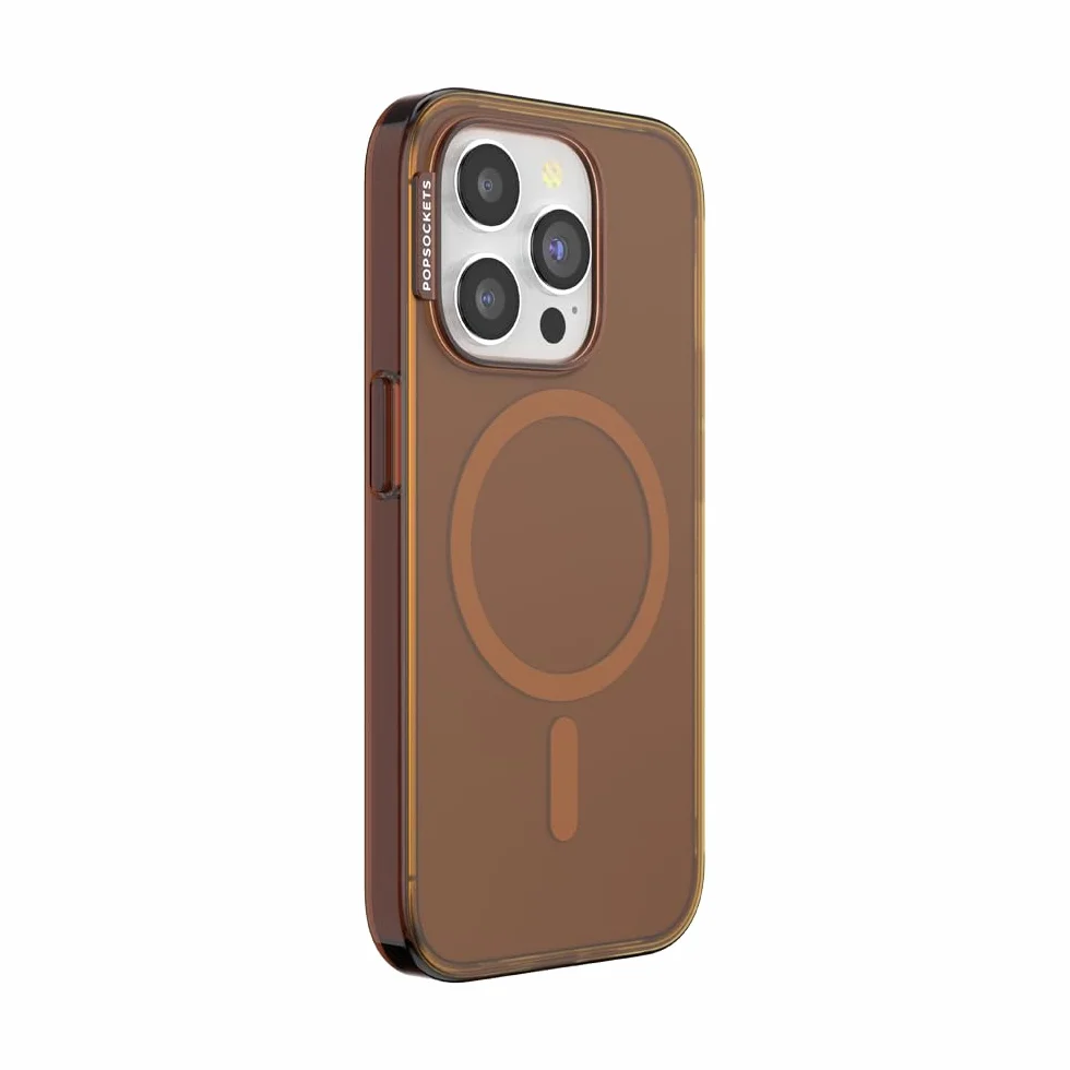 PopSockets Etui iPhone 15 Pro MagSafe, etui na telefon z bezprzewodowym ładowaniem - bursztynowe