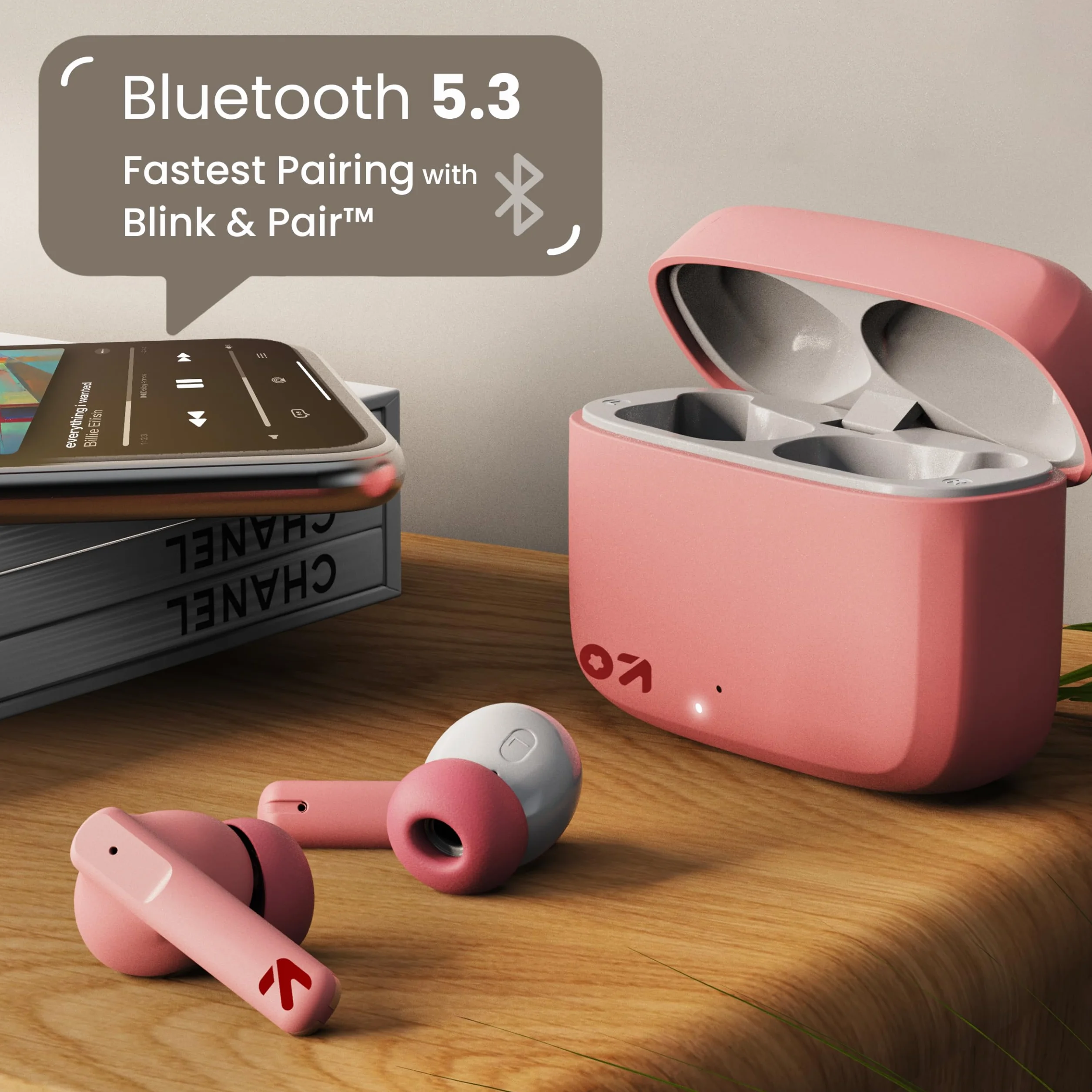 Boult Audio Z60 True Wireless słuchawki douszne z czasem odtwarzania 60H, Quad Mic ENC, 50 ms Low Latence Gaming IPX5 Słuchawki douszne TWS, Bluetooth 5.3, 13 mm Bass Drivers