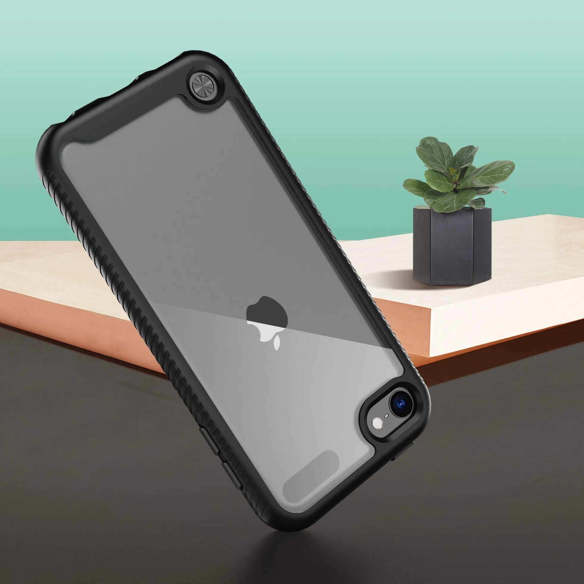 ULAK Etui do iPod Touch 7, etui iPod Touch 6/5 2w1 z wbudowaną osłoną ekranu z przodu i z tyłu, przezroczyste, pełna ochrona, odporne na wstrząsy etui do iPoda Touch 7, 5., 6, czarne