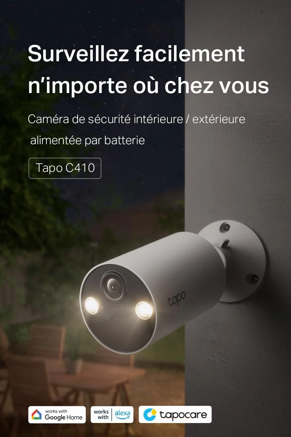 Tapo C410 2K(3MP) Zewnętrzna kamera nadzorująca WiFi bezprzewodowa bateria 2 sztuk, żywotność baterii 180j, wykrywanie osoby, kolorowy noktowizor, wodoodporny IP65, nie wymaga koncentratora