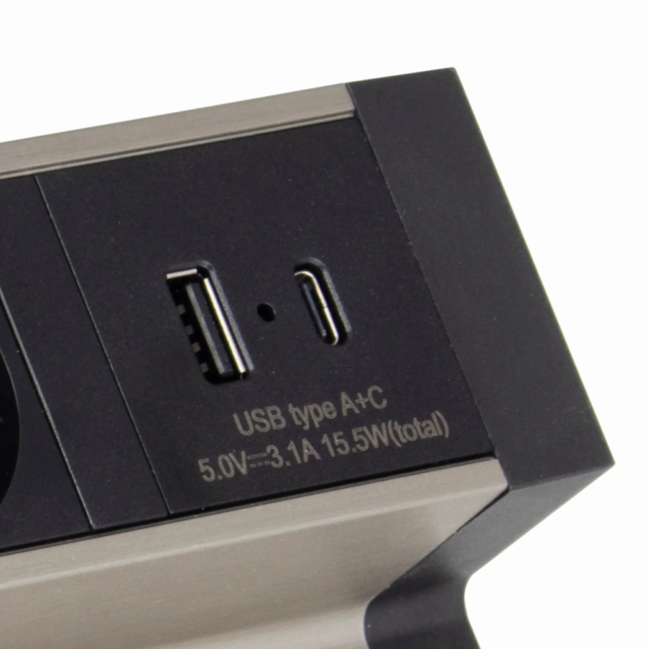 Aluminiowa listwa zasilająca z 3 gniazdami, USB, montaż zaciskowy, kabel zasilający