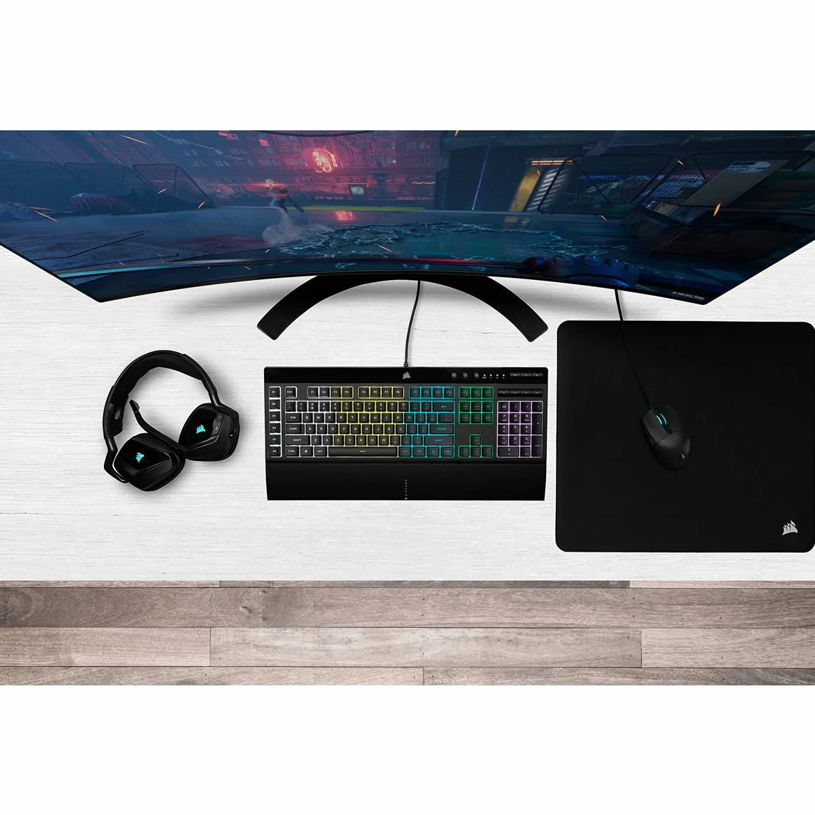 CORSAIR K55 RGB PRO przewodowa klawiatura membranowa, IP42, ochrona przed kurzem i wodą rozbryzgową, 6 przycisków makro z integracją Elgato, kompatybilna z iCUE, QWERTZ DE, PC, Mac, Xbox, czarna
