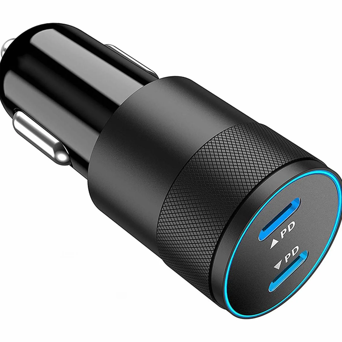 MMOBIEL Ładowarka Samochodowa Dual USB-C - 40W 2-portowa Zapalniczka do Papierosów Adapter - Samochodowa ładowarka do Telefonu z Funkcją Power Delivery 3.0 - Czarny