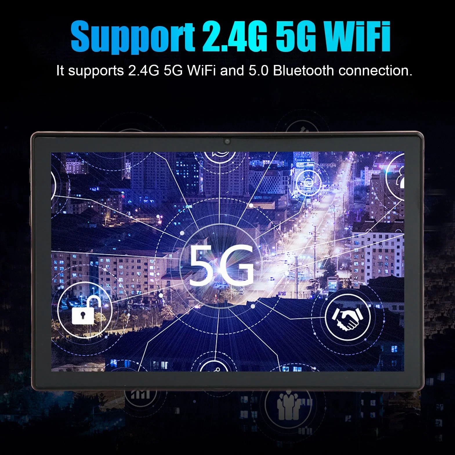 10-calowy tablet z pamięcią 6 GB 128 GB, ośmiordzeniowym procesorem CPU, dwuzakresowym Wi-Fi 2,4G 5G, 1920X1200p 800W 2000W, portem 8800mAh C, odpowiedni jako prezent edukacyjny dla dzieci(EU)