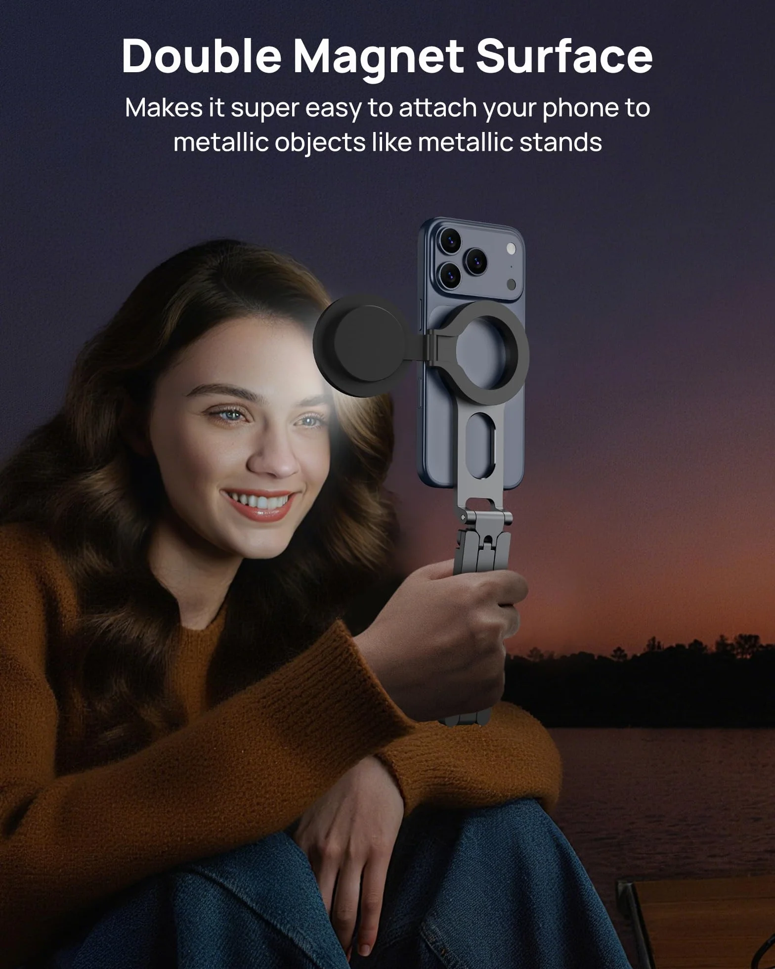 SODI Magnetyczny statyw telefonu na telefon SODI - Mocny magnes, składany statyw na telefon do vlogowania, siłowni, niezbędnik podróżny, mini statyw telefonu kompatybilny z iPhone 17, 16, 15, 14, 13