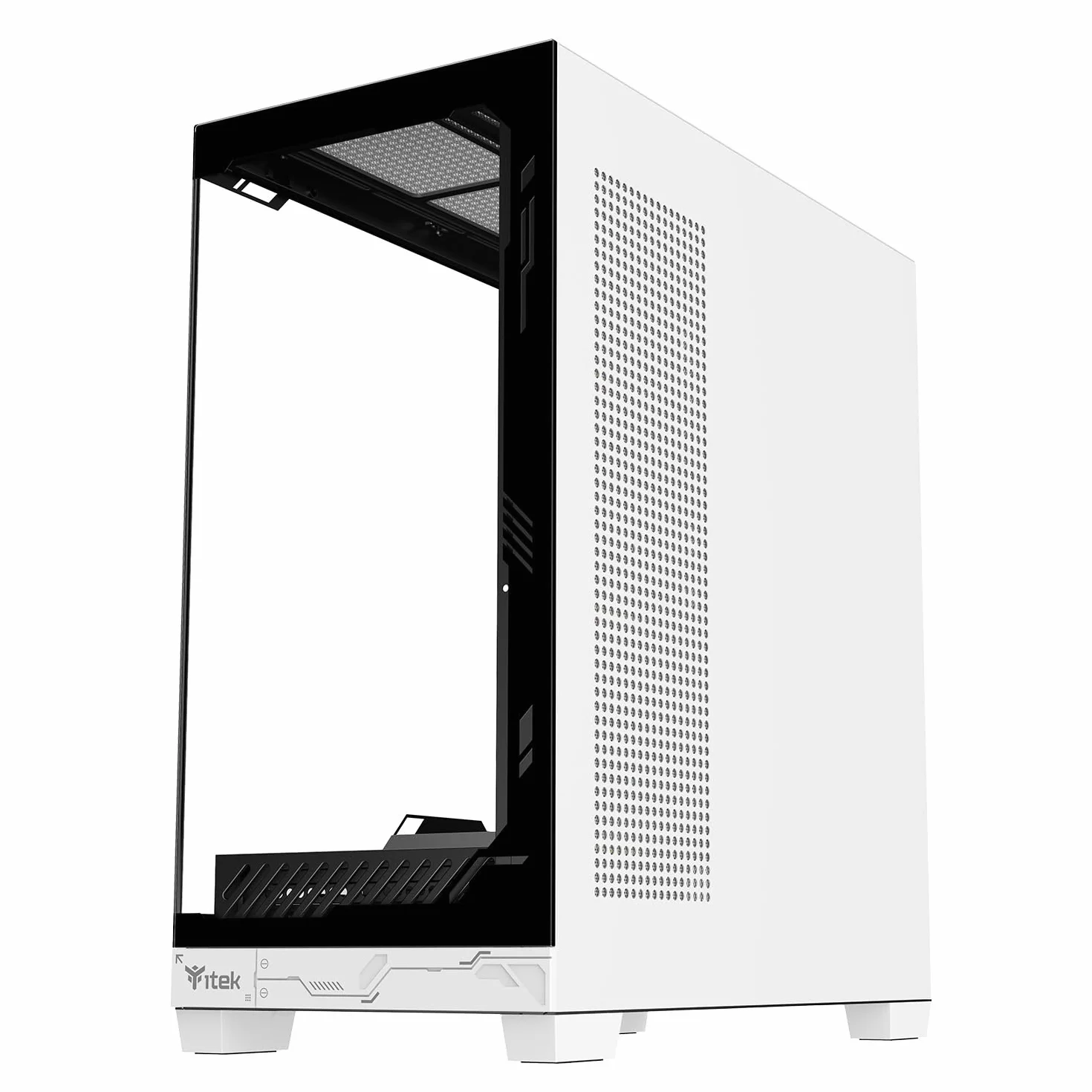 Itek NEBRALUX 01 - Wieża ATX do gier z 4 wentylatorami ARGB 12 cm w zestawie, USB-C, 2 x USB 3.0 oraz panelami przednimi i bocznymi z ciemnego szkła hartowanego