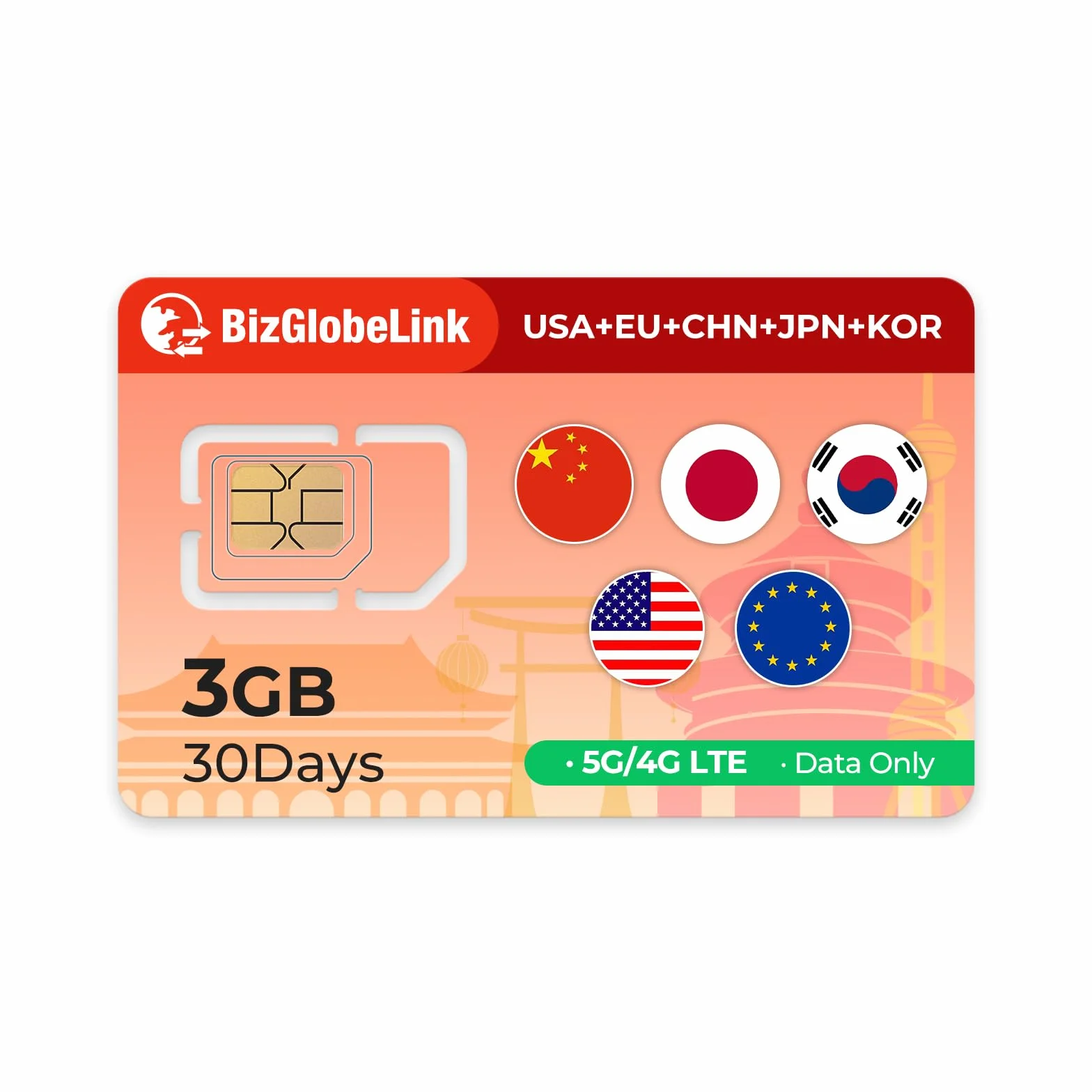 EIOTCLUB Karta SIM, 2 GB na 30 dni, zasięg w Chinach, Japonii, Korei Południowej, USA i 33 krajach europejskich, 5G, możliwość ponownego ładowania, bez umowy