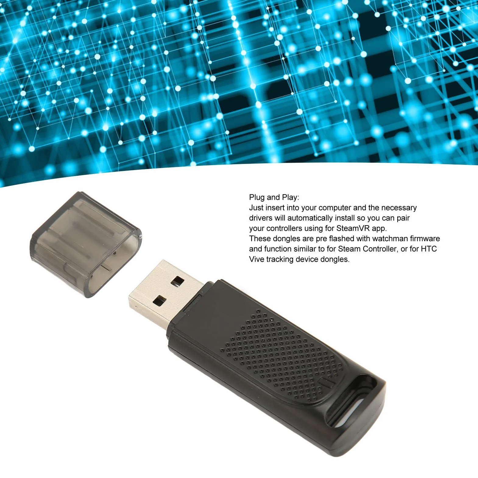 Generic Bezprzewodowy Odbiornik Klucza USB do Urządzenia śledzącego SteamVR Vive z funkcją Plug and Play Przenośny Kompaktowy Rozmiar 1