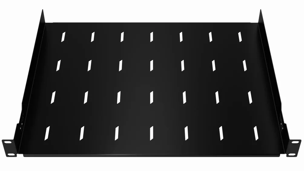 Półka Stała Standard Rack 19 cali 1U 350mm Metal Czarny Perforowana do Szaf Serwerowych Sieciowych