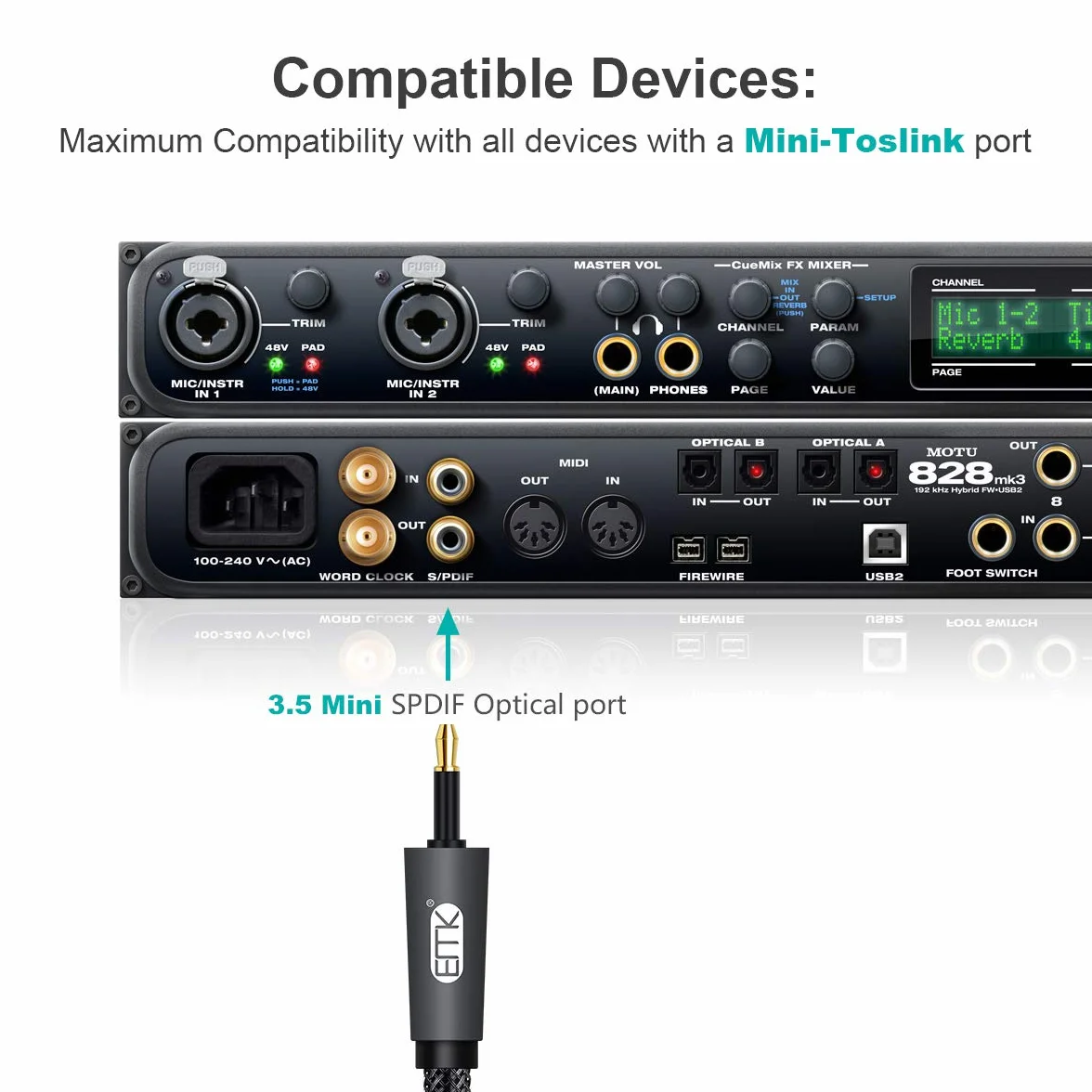 EMK Digital Sound Toslink na mini Toslink kabel 3,5 mm SPDIF kabel optyczny 3,5 do optycznego kabla audio (rozszerzenie optyczne do 3,5 mm, 1 m)