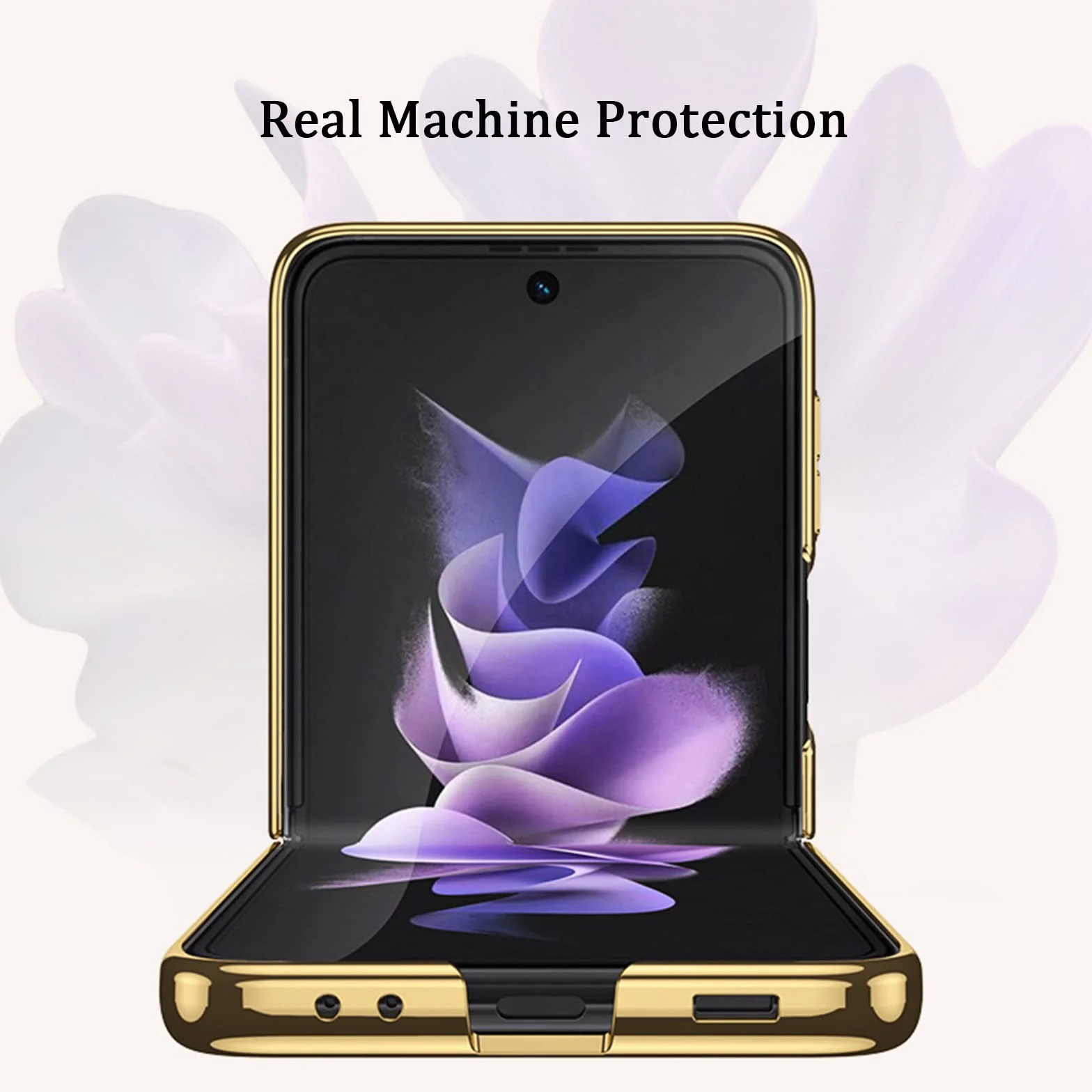 Etui do Samsung Galaxy Z Flip 3 5G ultracienkie szkło hartowane etui na telefon osłona moda galwanizowana PC tylna osłona z osłoną ekranu aparatu, fioletowe