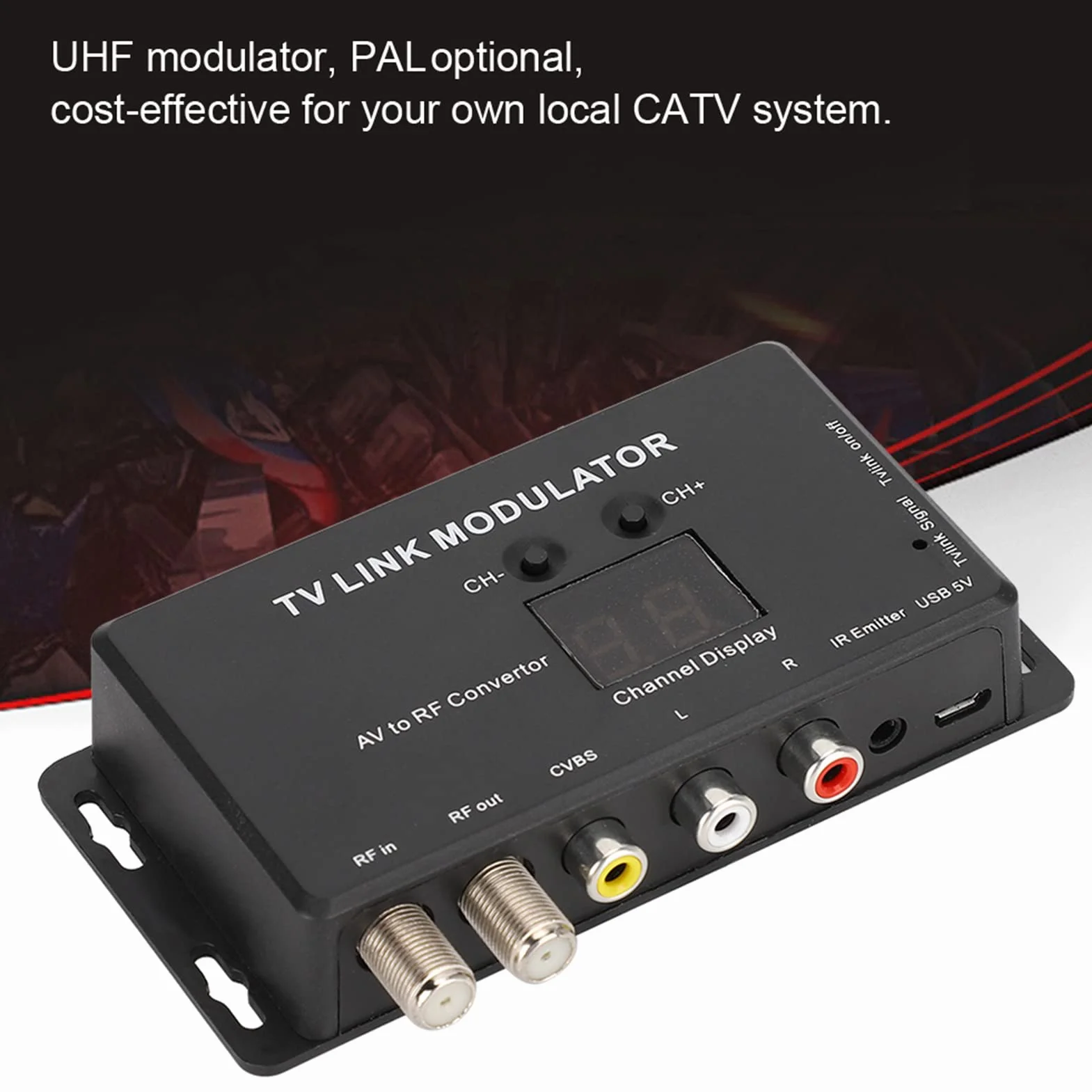 Modulator Gugxiom RF HDMI, Adapter na HDMI Modulator UHF Modulator łącza Telewizyjnego, Modulator UHF Modulator Konwerter AV na RF Przedłużacz IR Modulator RF do Telewizora,