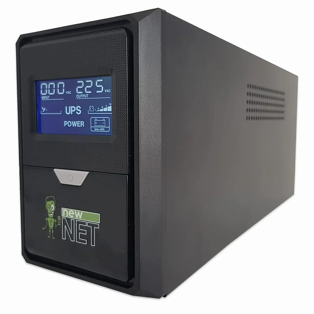 new net ® ups/Stabilizator prądu i napięcia dla PC Monitor DVR kamery światłowodowe router alarm modem z wyświetlaczem [ 1200 VA - 700 W - 3 gniazda Schuko ]