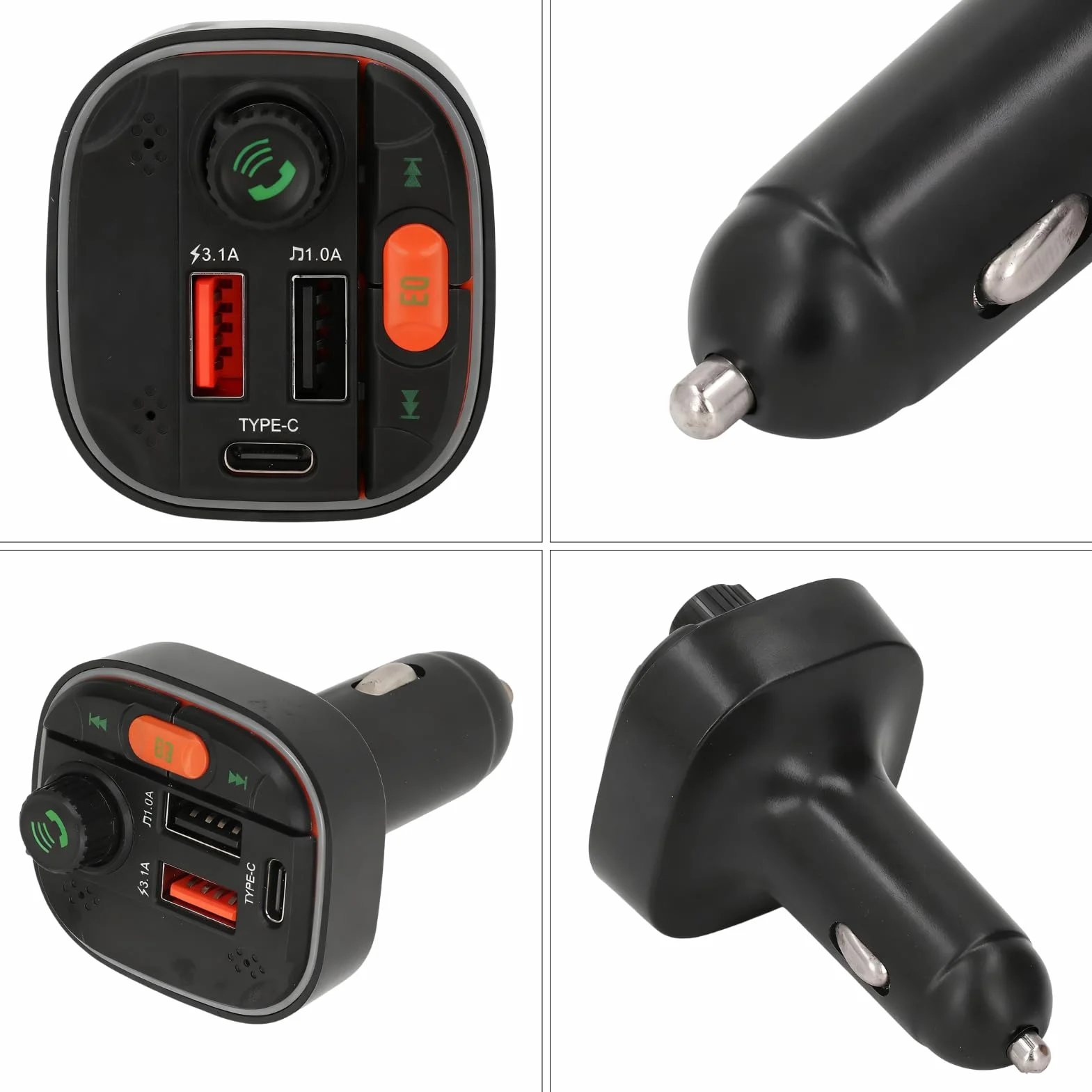 Ouitbe ładowarka samochodowa Bluetooth DC12-24V FM transmiter typ C 2 porty USB odtwarzacz MP3