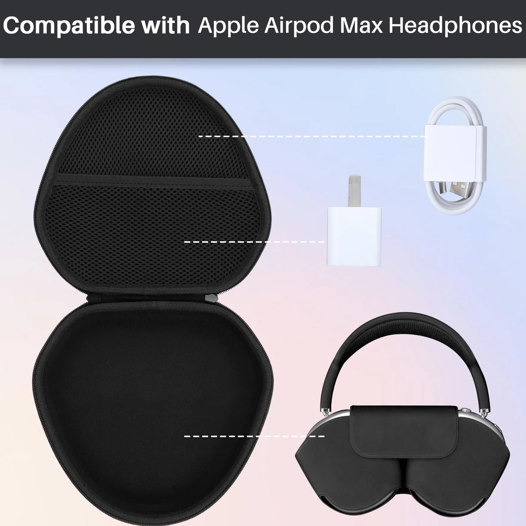 Lebakort Twarde etui etui do Apple AirPods Max Noise Cancelling słuchawki (czarne)