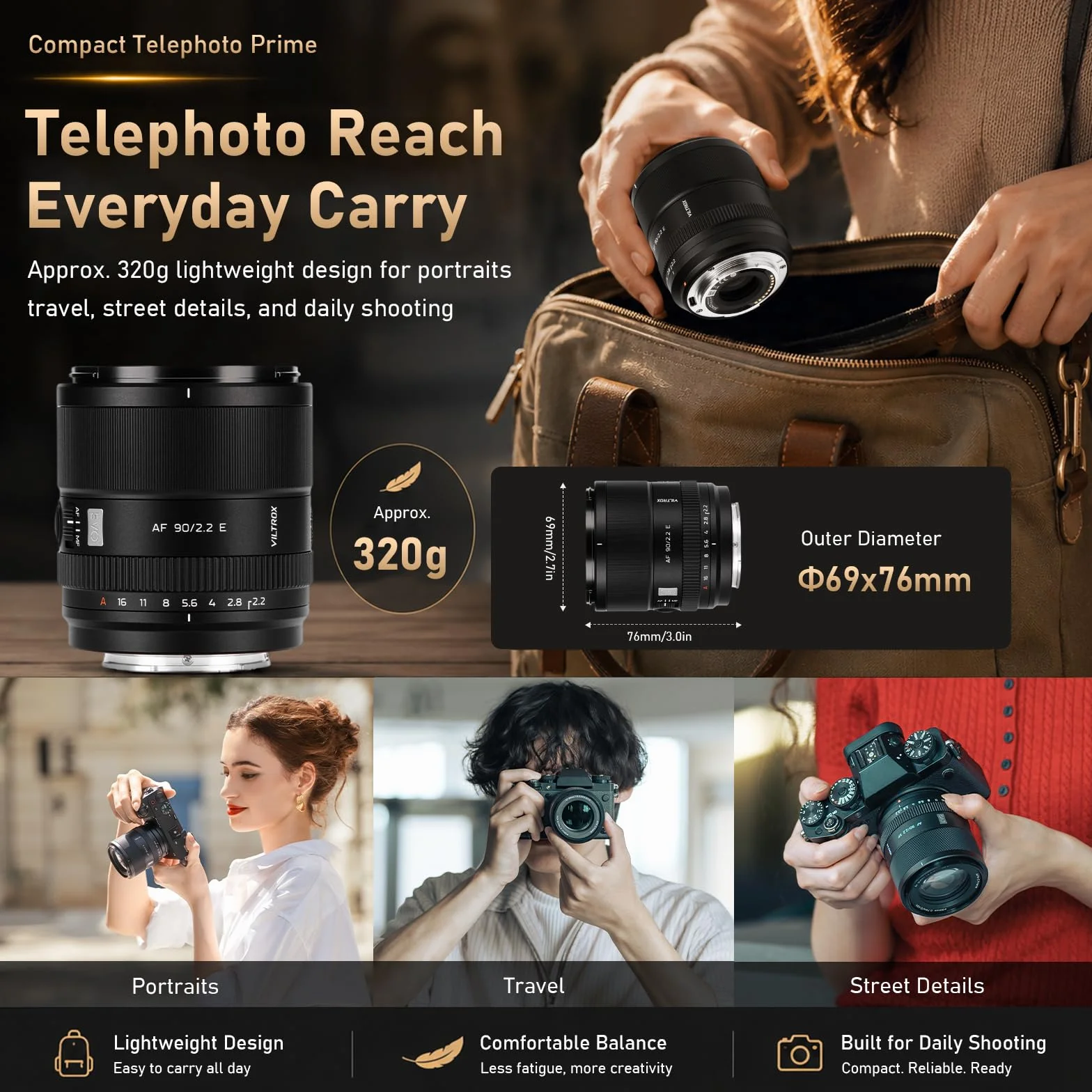 Viltrox 90 mm f2.2 EVO obiektyw do aparatu z mocowaniem E | Otwór f/2.2, mocowanie E, ogniskowa 90 mm, konstrukcja EVO