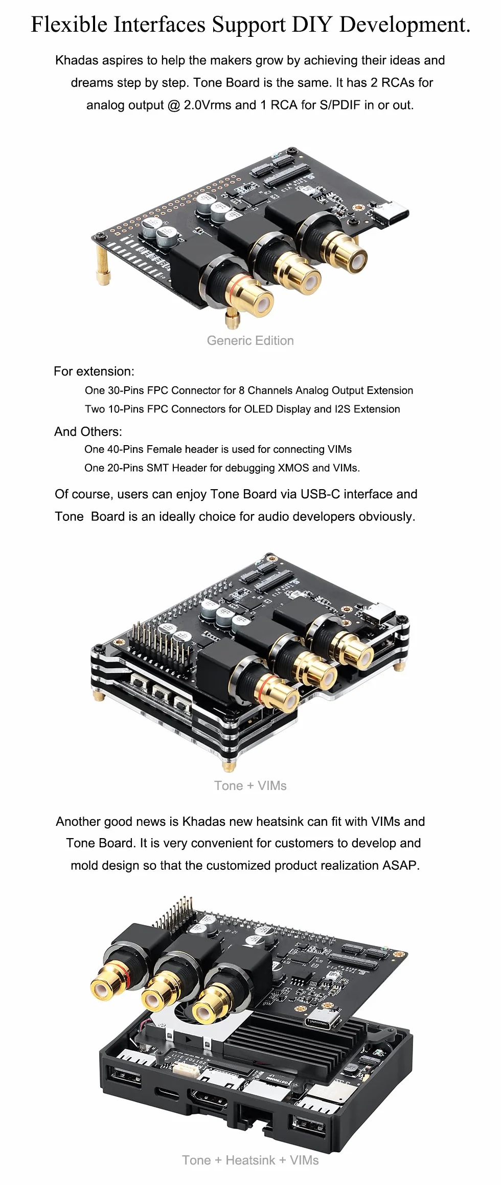 Khadas Tonboard Hi-Res Audio USB DAC oparty na chipie 32-bitowy ES9038Q2M XMOS XU208 zewnętrzna karta dźwiękowa z pakietem wejść S/PDIF z akrylową obudową DIY (wersja ogólna)